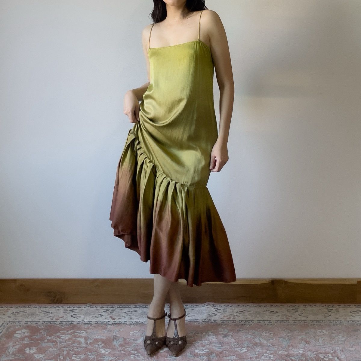 pink and green dress for women & Evening Gown Petite Short Color:WHT/YL SID-PR2920D flowing into a pleated