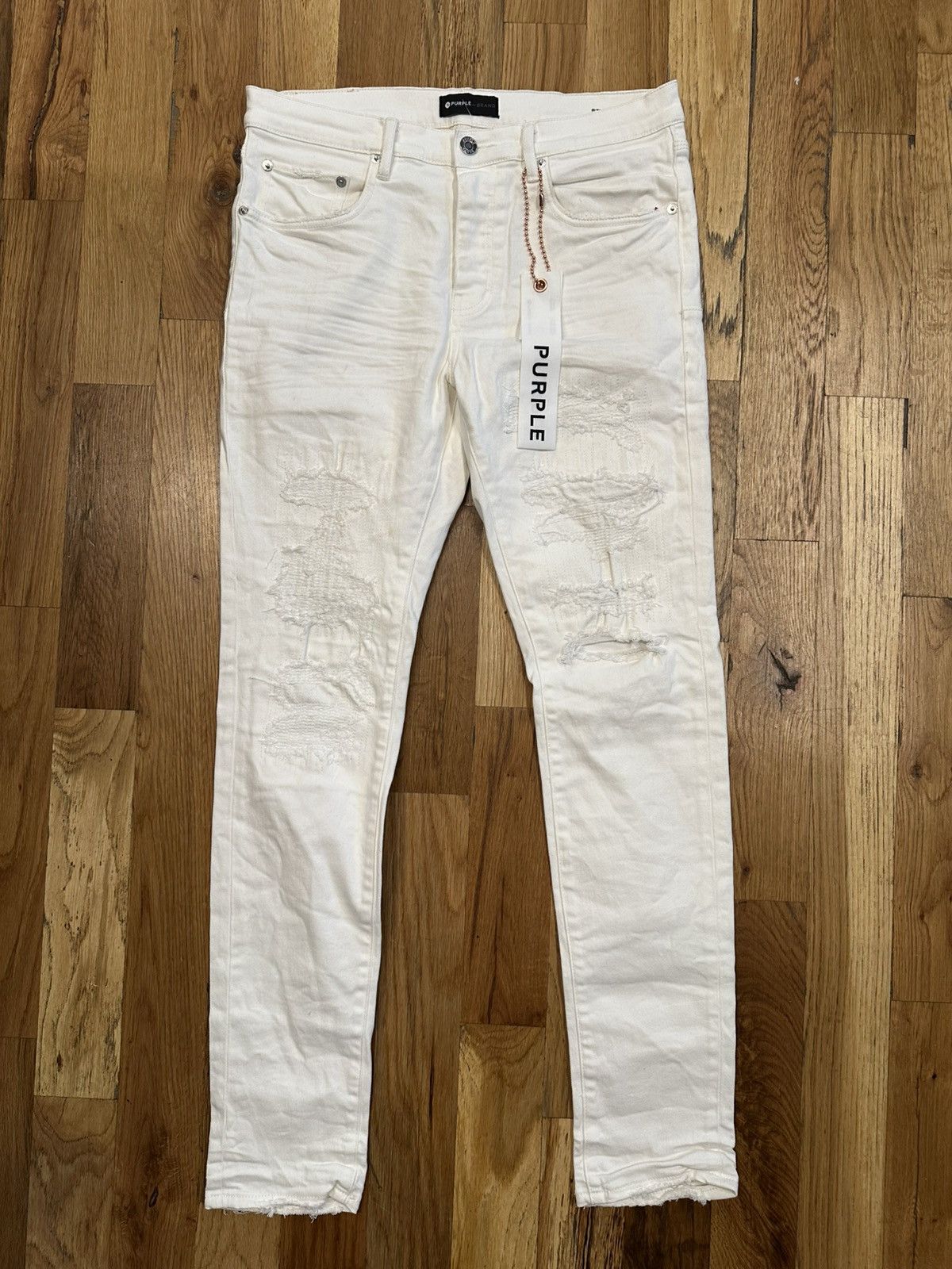 Purple Brand Stitched White Denim Jeans Sz 33