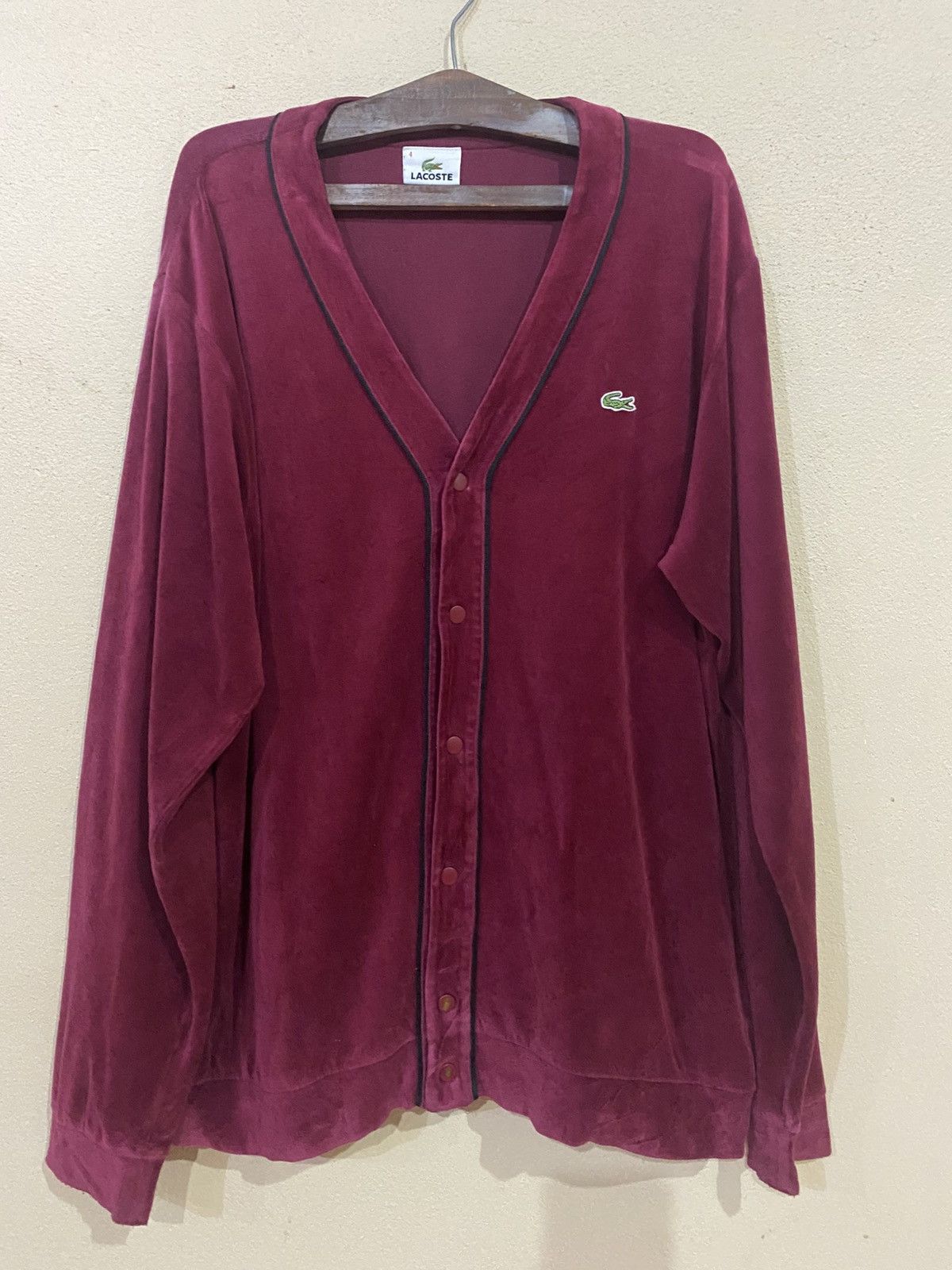 Lacoste Vintage Lacoste Velvet Cardigan Size US L / EU 52-54 / 3 - 1 Thumbnail