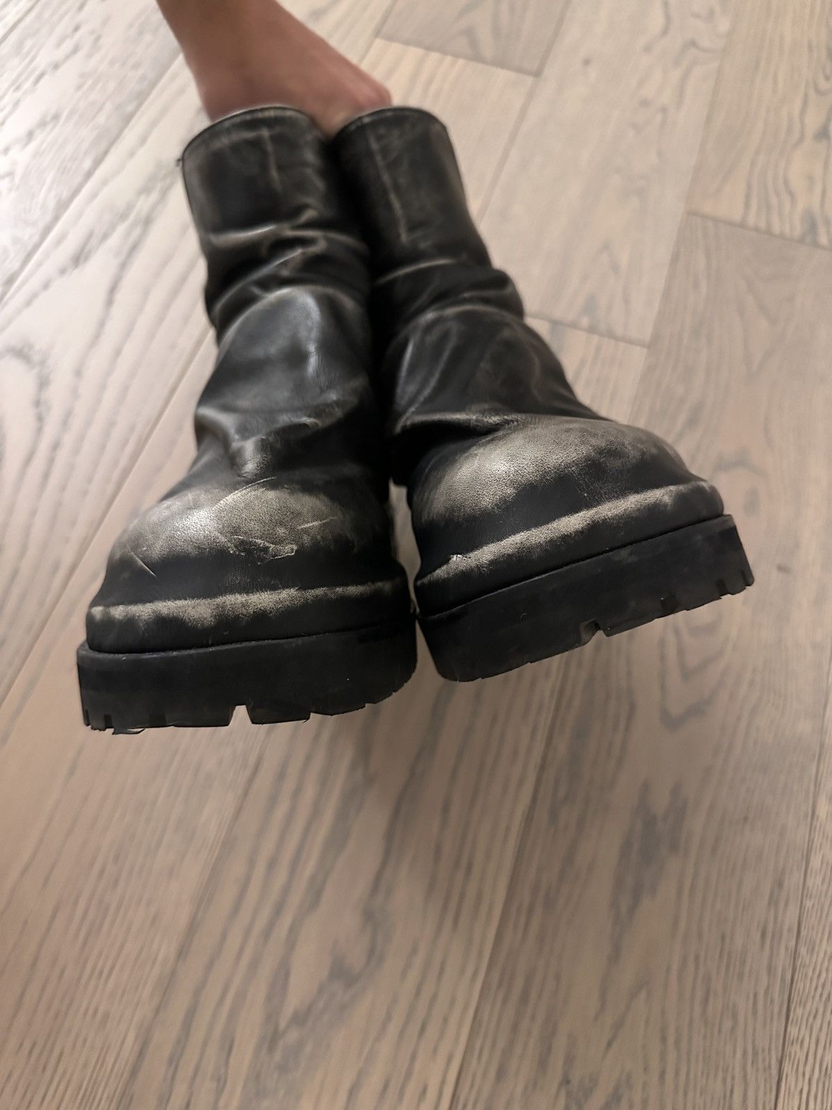 424 424 Marathon Distressed Black Leather Boots size 12 Size US 12 / EU 45 - 6 Thumbnail