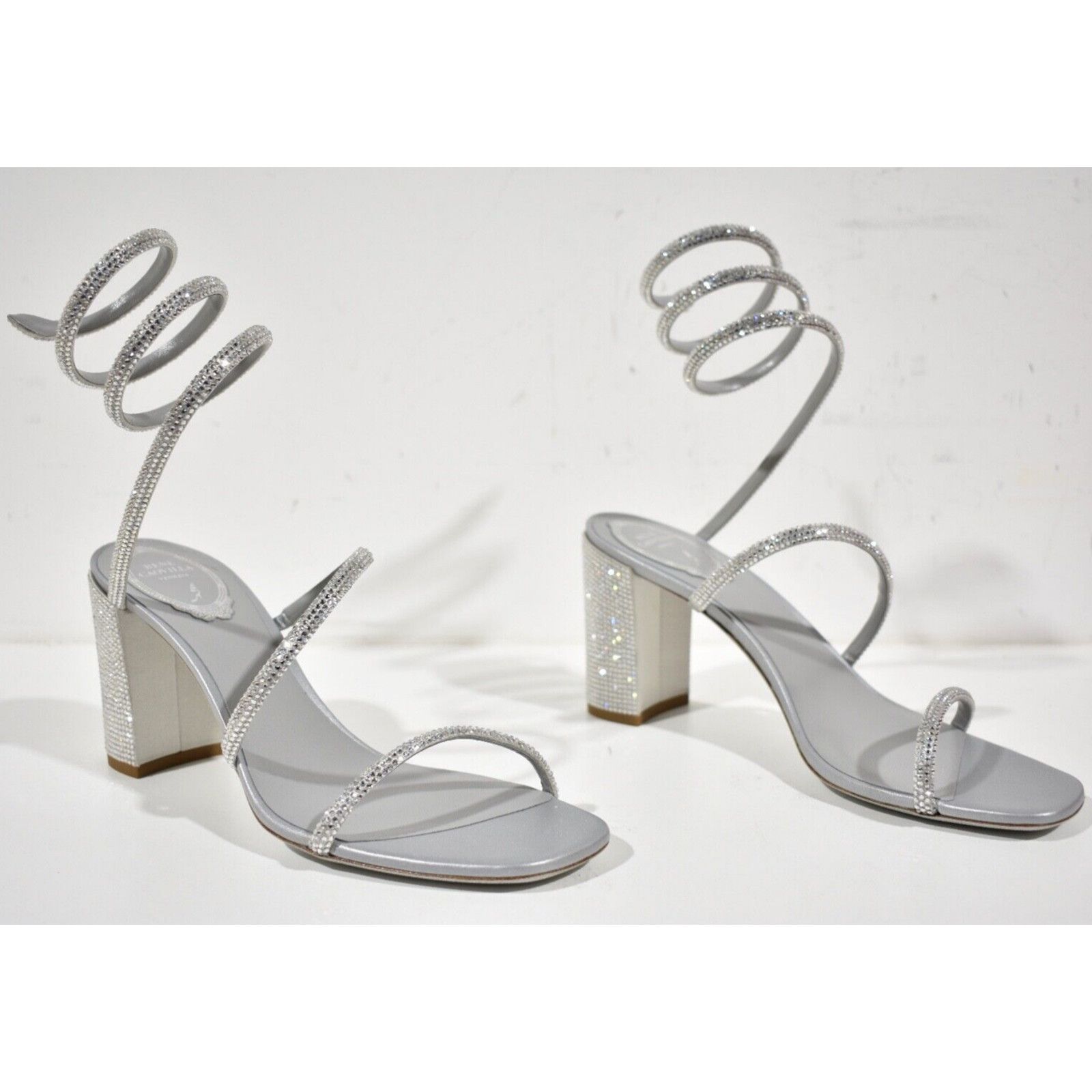 Rene Caovilla Cleo Crystal Wrap Strap Sandal Block Heel Pump 36.5 Size US 6.5 / IT 36.5 - 4 Thumbnail