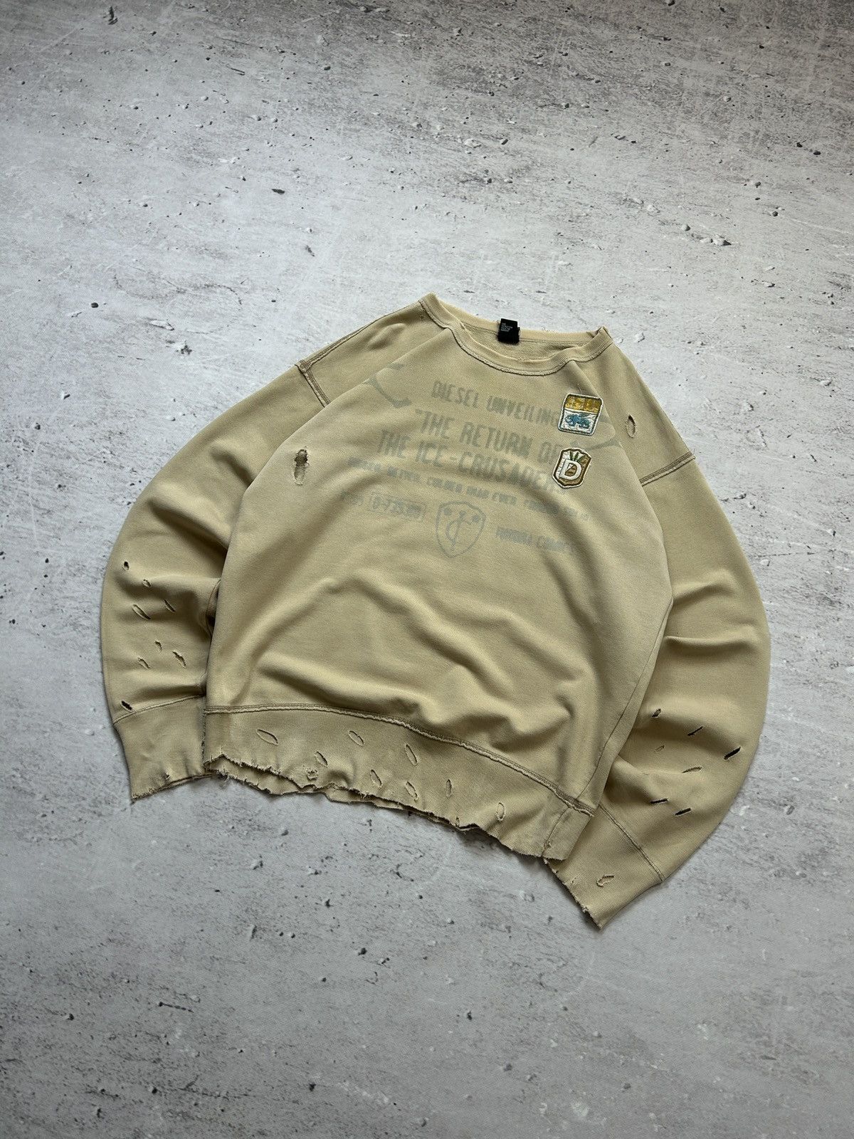 Diesel × Vintage 💥Vintage Diesel Ripped Distressed Oversized Baggy Sweatshirt Size US L / EU 52-54 / 3 - 3 Thumbnail