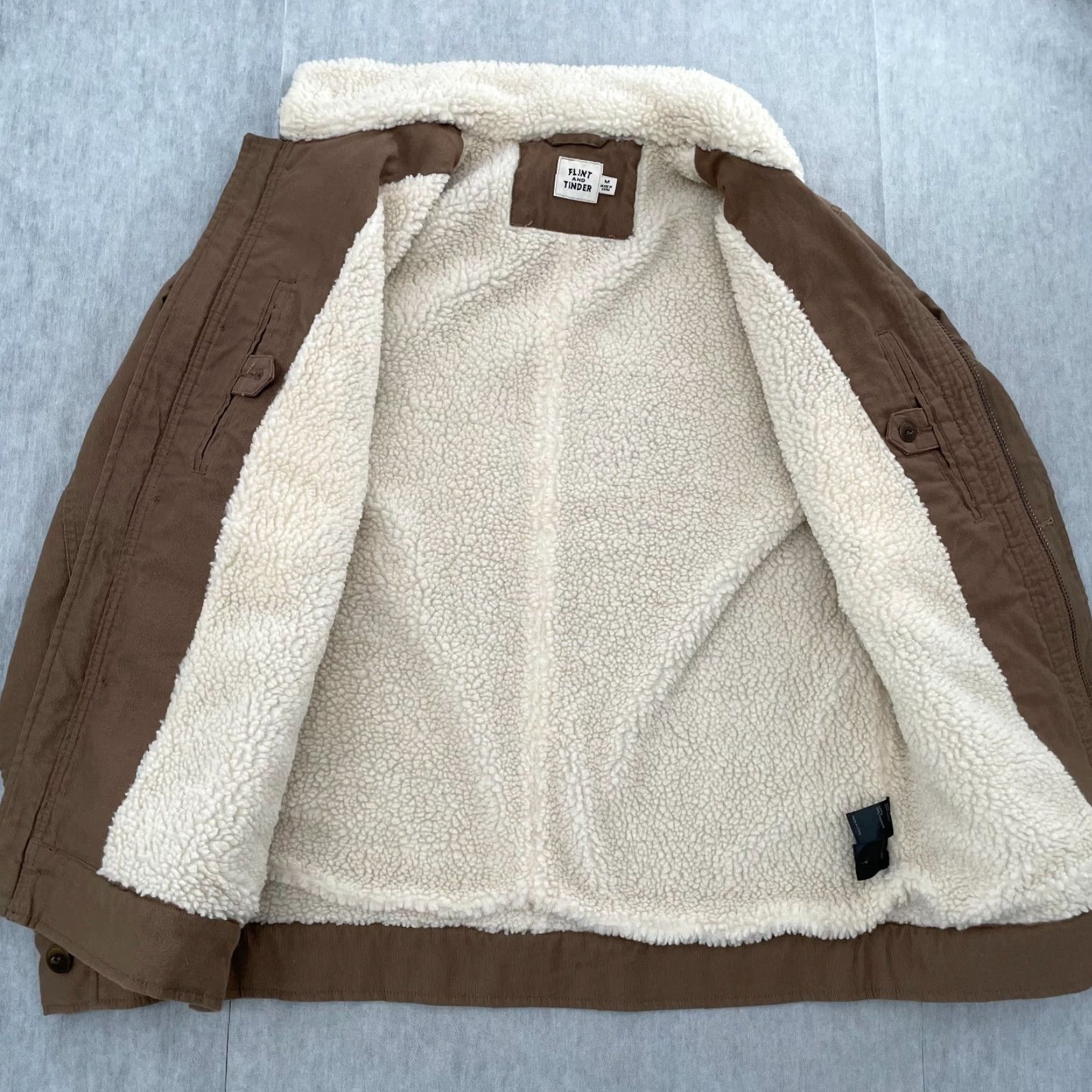Flint And Tinder Flint and Tinder Jacket Adult Medium Brown Sherpa Fleece Deck Military Bomber M Shirt? Size US M / EU 48-50 / 2 - 2 Thumbnail