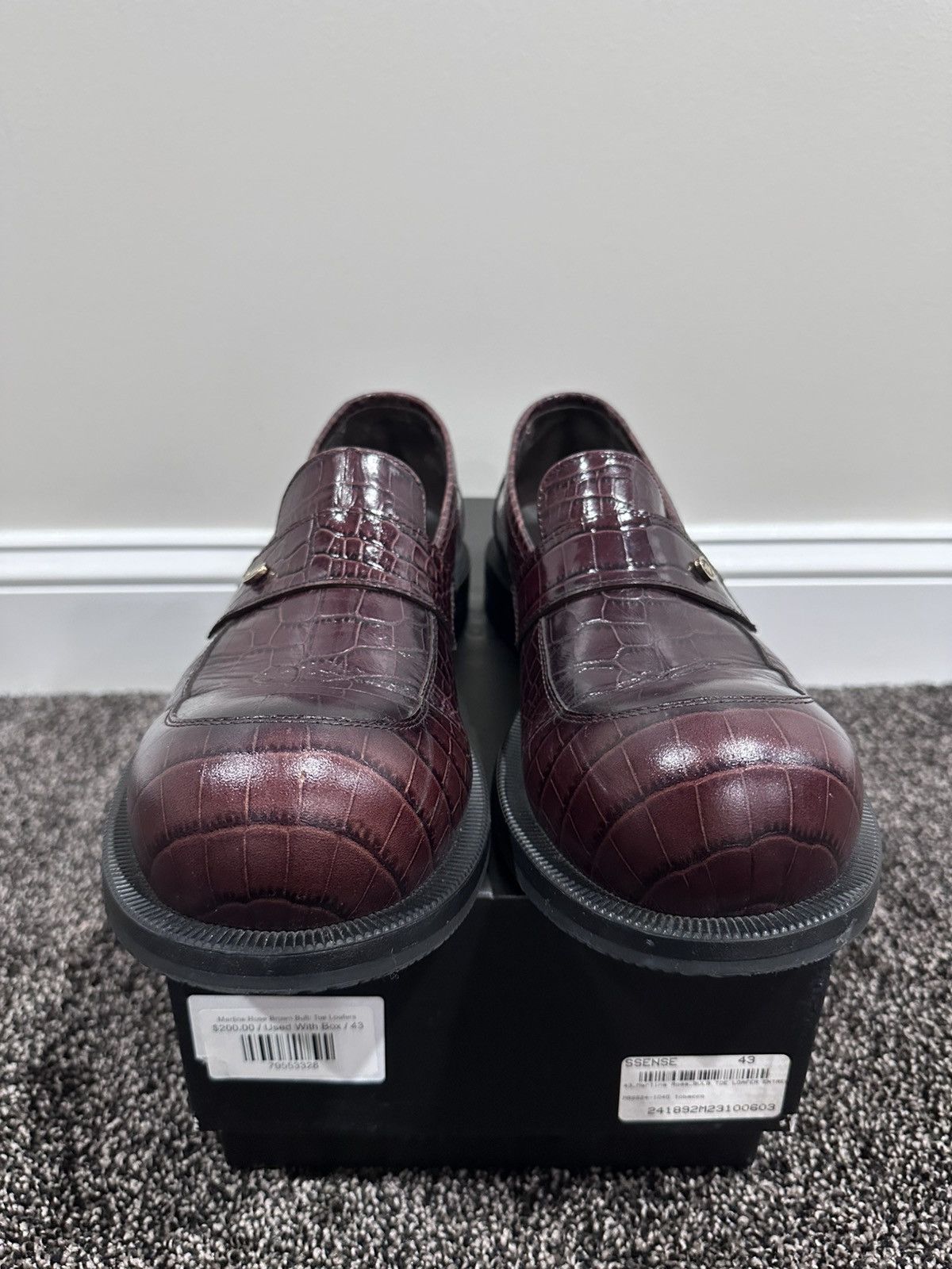 Martine Rose Martine Rose Brown Bulb Toe Croc Leather  display picture 2