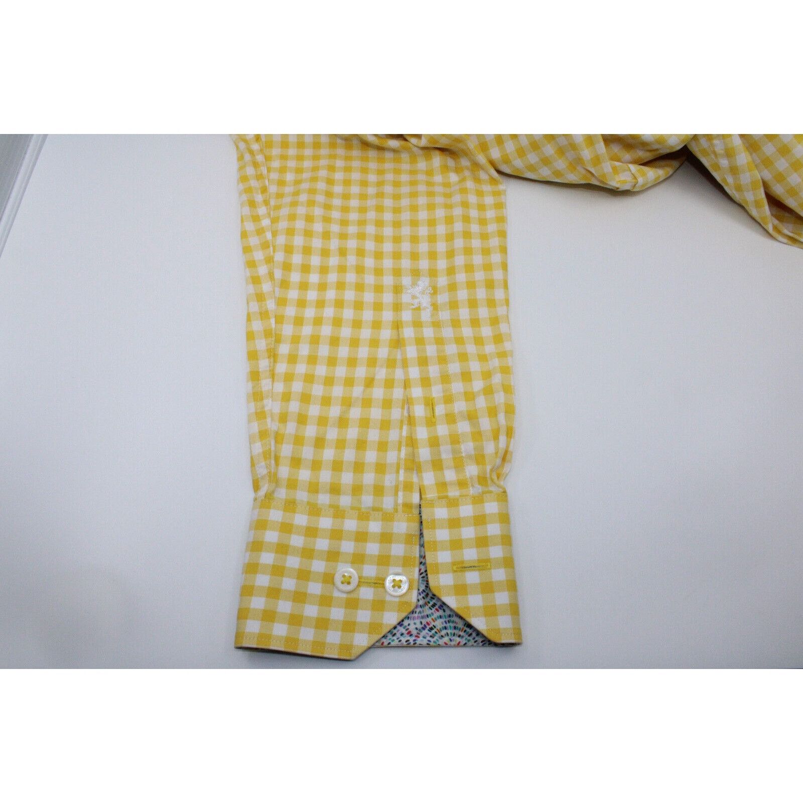 BUGATCHI BUGATCHI UOMO Yellow Check Button Up Long Sleeve Shirt Sz L Size US L / EU 52-54 / 3 - 5 Thumbnail