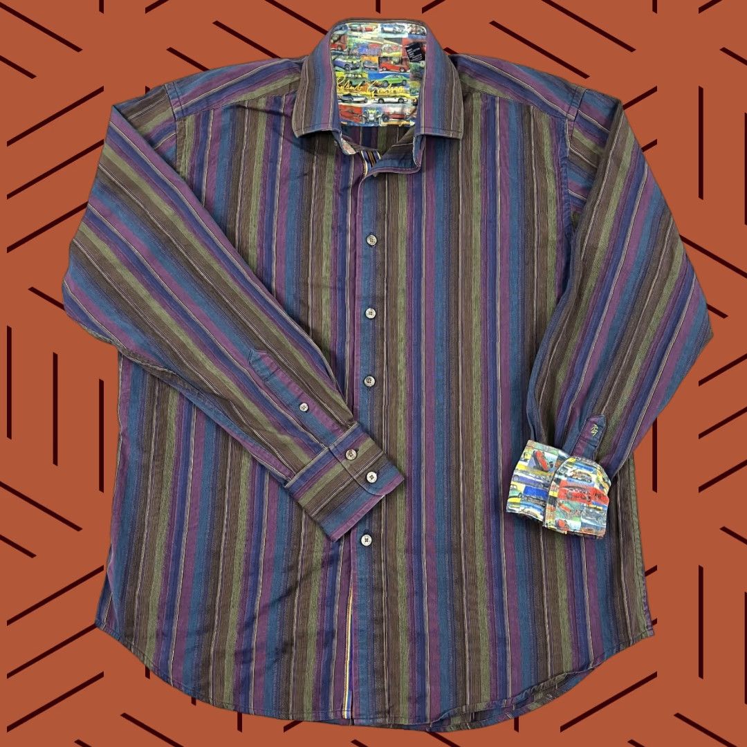 Robert Graham Robert Graham Shirt Men Large Multicolor Striped Flip Cuff Button Up Retro Disco Shirt Size US L / EU 52-54 / 3 - 1 Thumbnail
