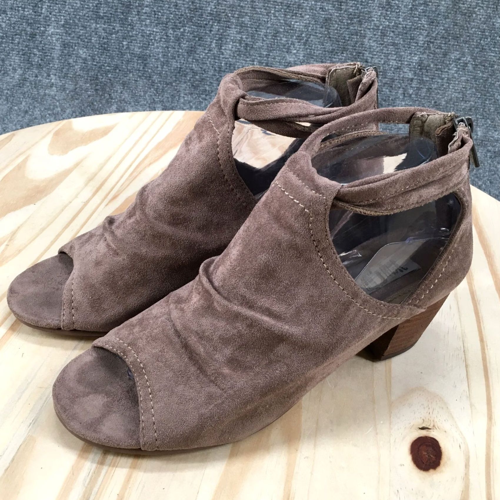Vintage Very G Boots Womens 9 Sylvanna Casual Back Zip Block Heels Open Toe Bootie Brown Size US 9 / IT 39 - 4 Thumbnail