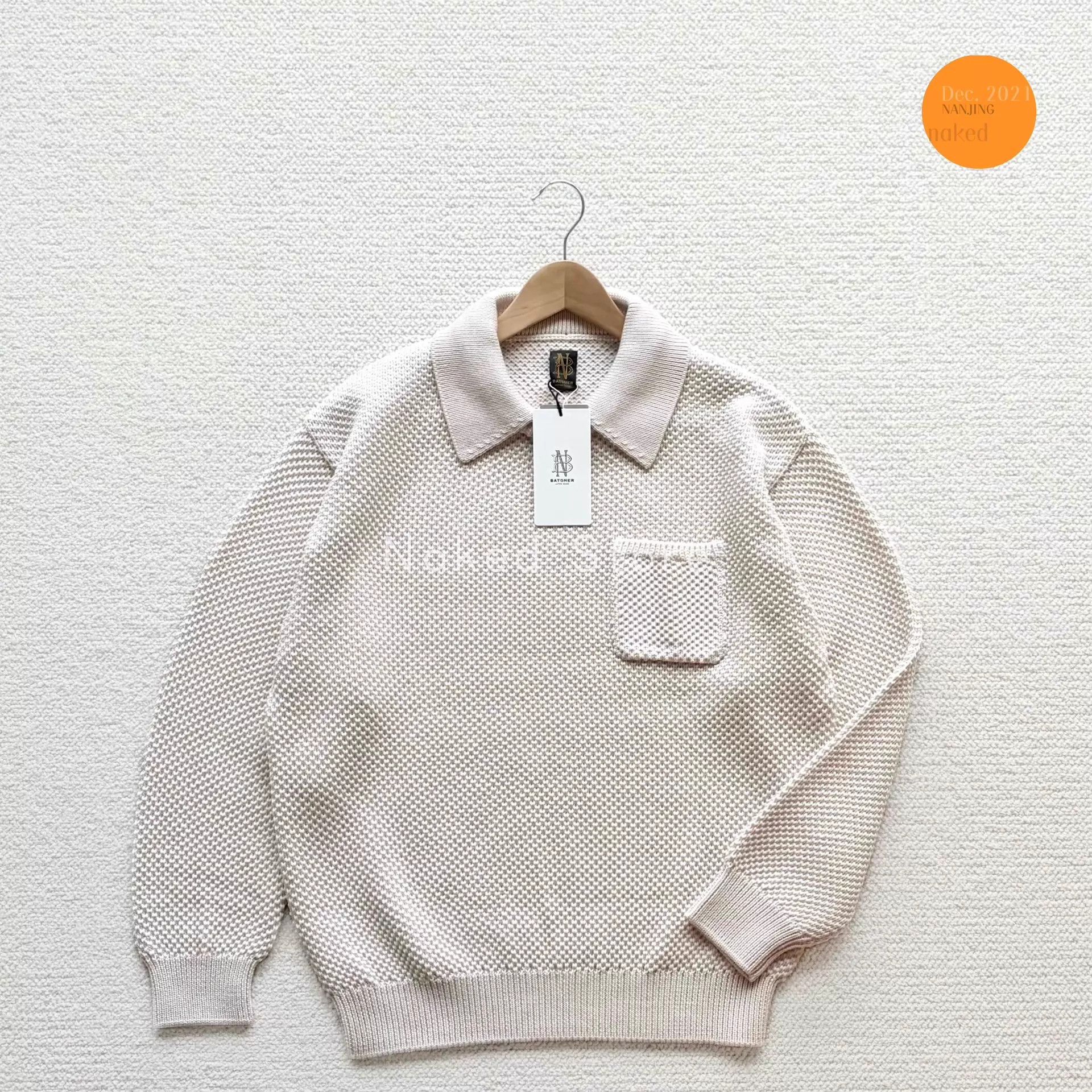 Other BATONER Popcorn Polo Knit 100% Wool size 3 Cream Size US L / EU 52-54 / 3 - 3 Thumbnail