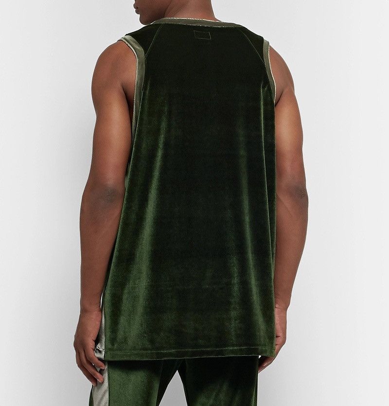 Needles Needles Logo Embroidered Two Tone Velour Tank Top Green Size US XL / EU 56 / 4 - 2 Thumbnail