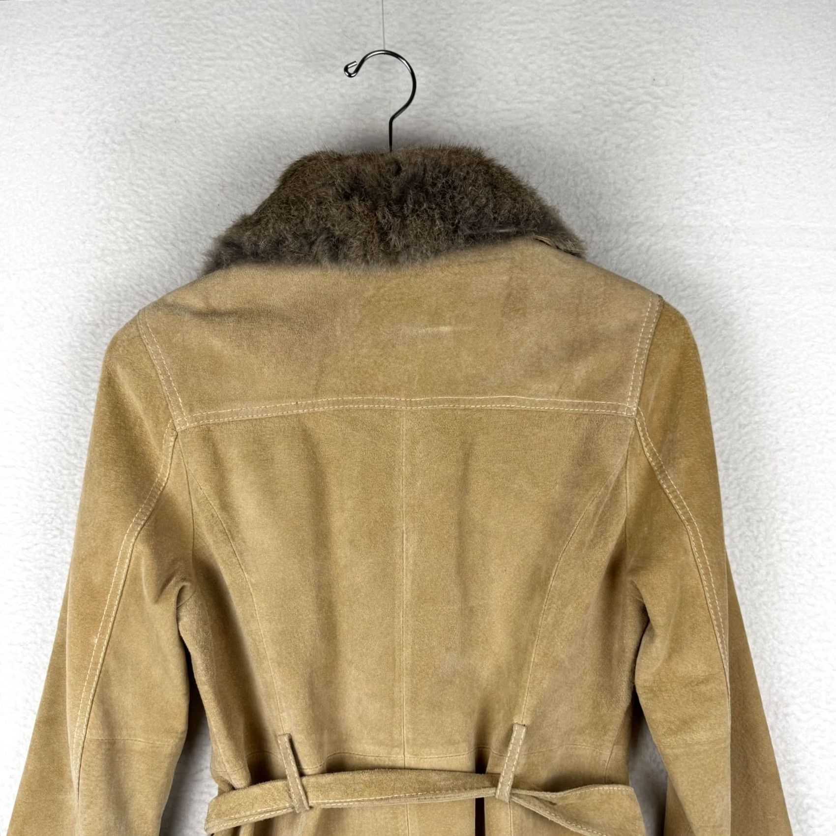 Vintage VINTAGE Arden B Womens Medium Brown Leather Suede Coat Rabbit Fur Lined Collar Coat Trench Lined Womens M Brown Fall Winter Size M / US 6-8 / IT 42-44 - 6 Thumbnail