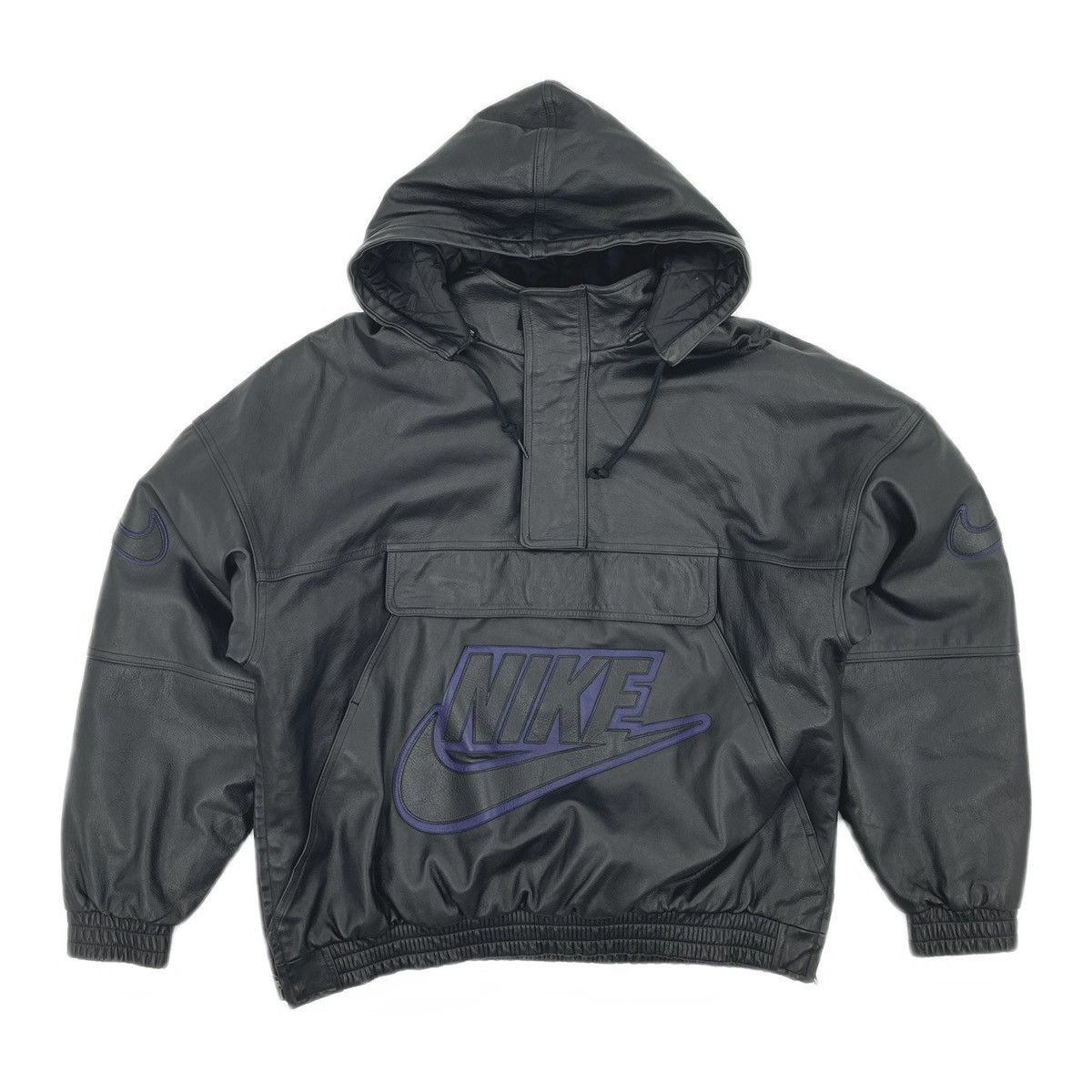 Nike × Supreme Supreme Nike Leather Anorak Jacket Black | Grailed