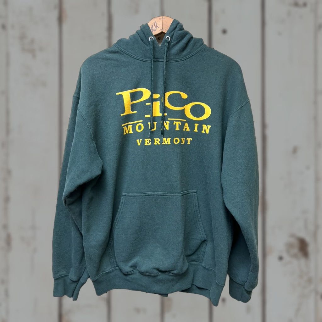 Gildan Gildan Mens Hoodie L Green Pico Ski Resort Sweatshirt Pullover Long Sleeve Ski Mens Size US L / EU 52-54 / 3 - 1 Thumbnail