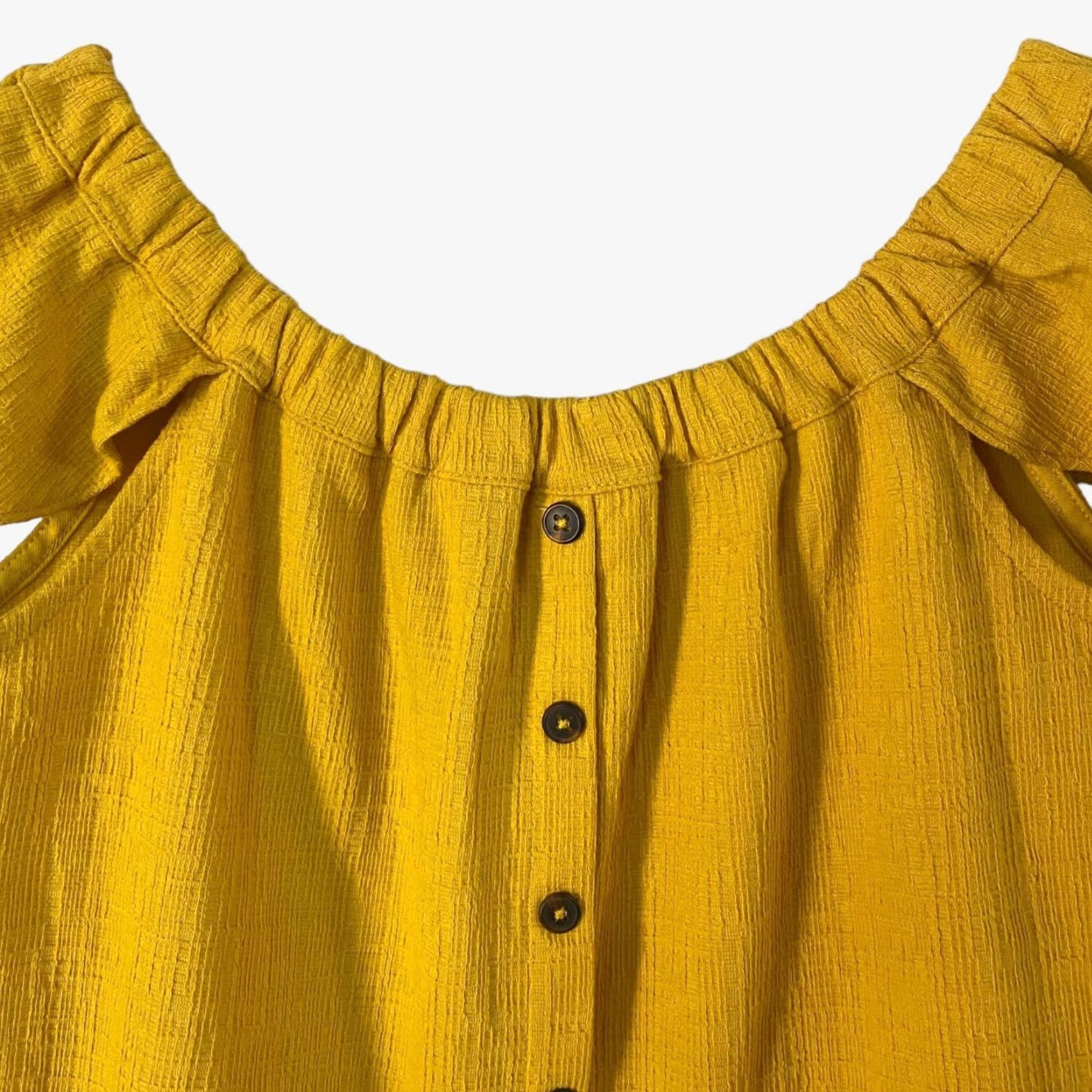Madewell Madewell Texture & Thread Off The Shoulder Top Yellow Women's Small New Stretch Size S / US 4 / IT 40 - 5 Thumbnail