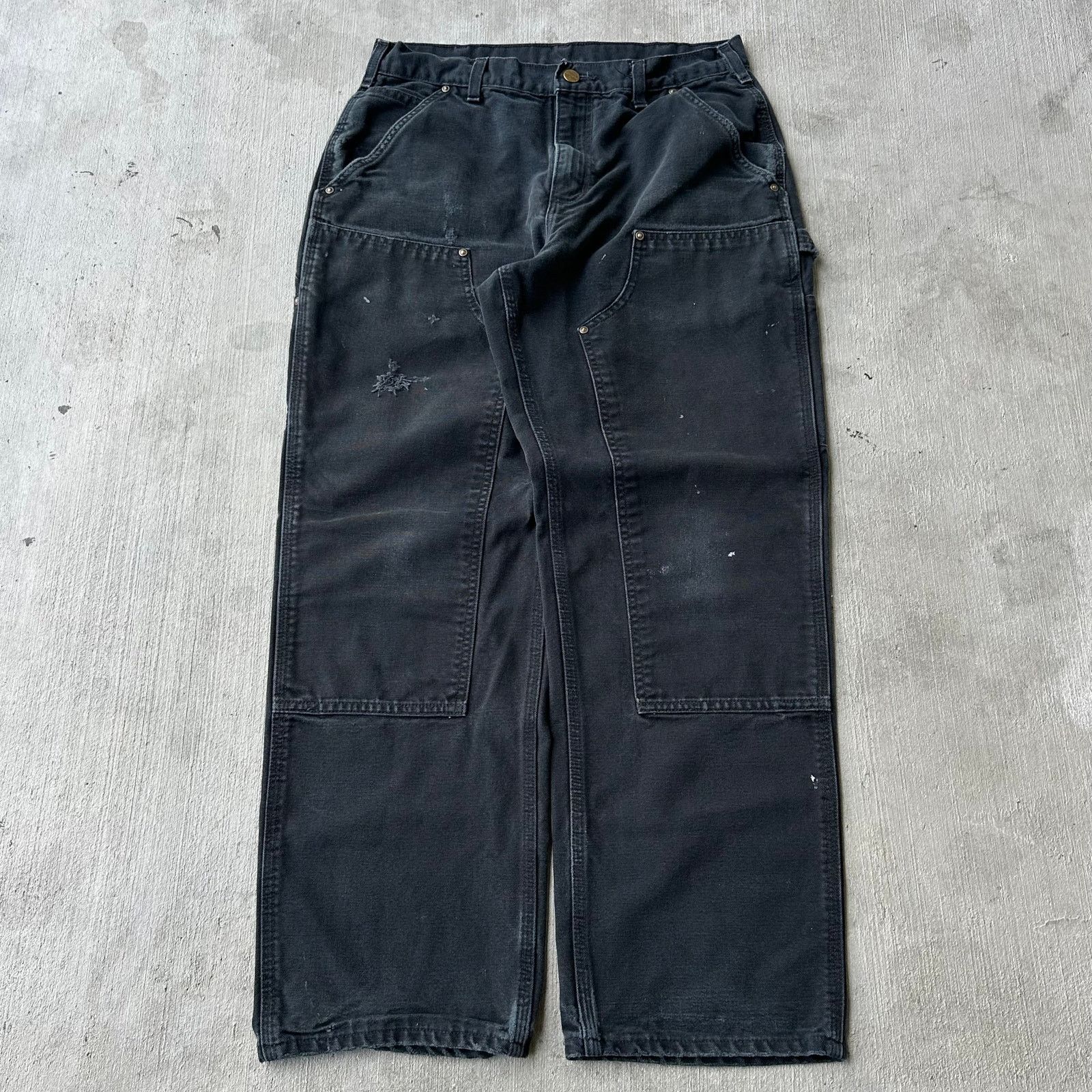 Vintage Y2K Carhartt black double knee work carpenter pants