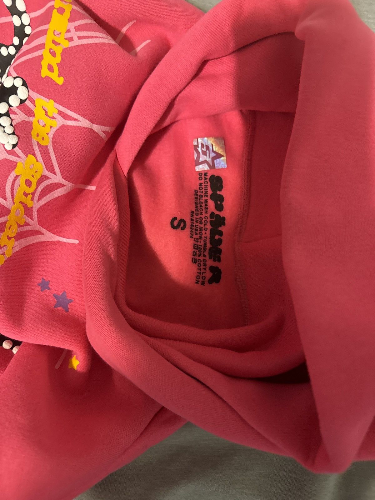 Image of Sp5Der Hoodie in Pink, Men's (Size Small)