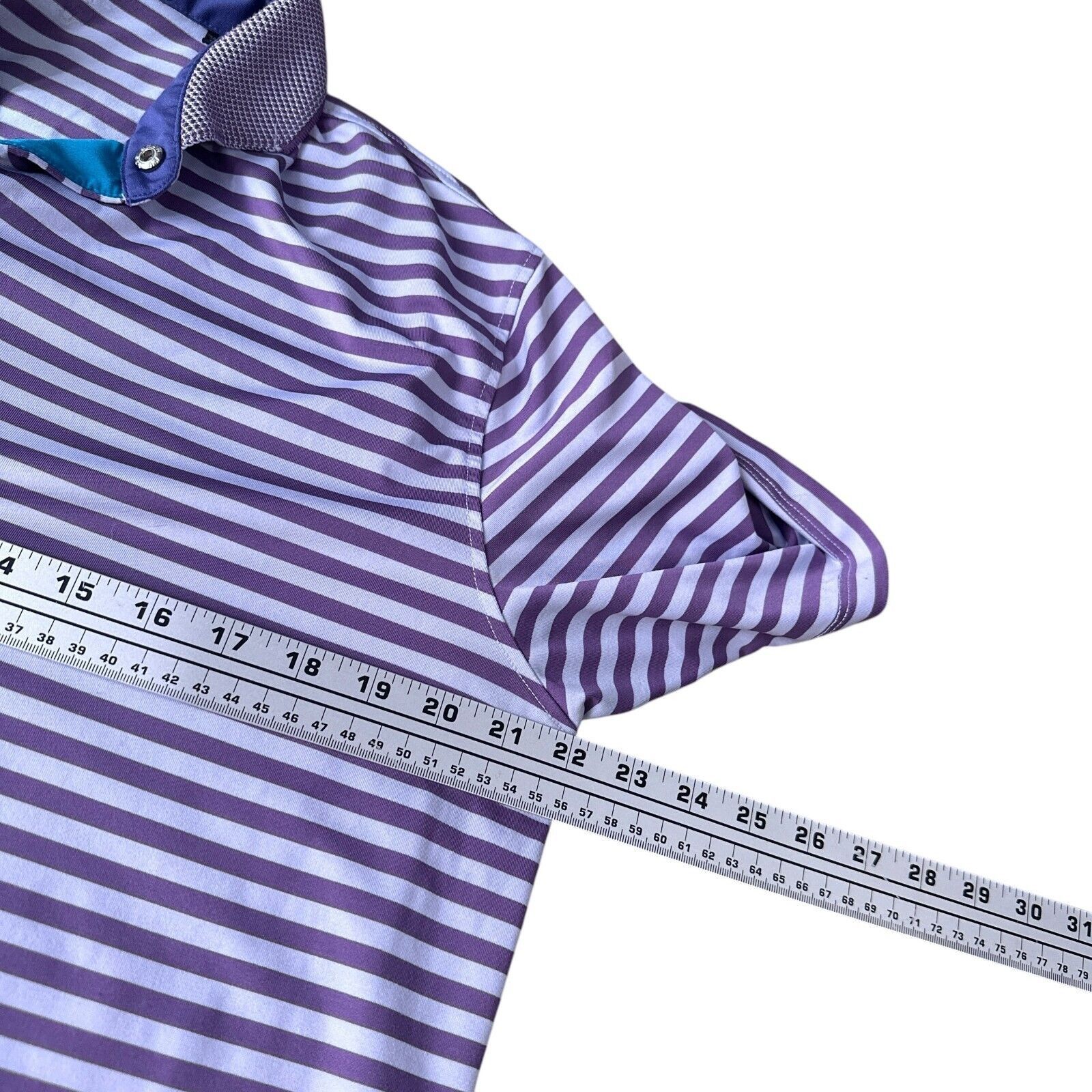 Grenson Greyson Polo Shirt Mens Medium Purple Gray Striped Blue Golf Size US M / EU 48-50 / 2 - 9 Thumbnail
