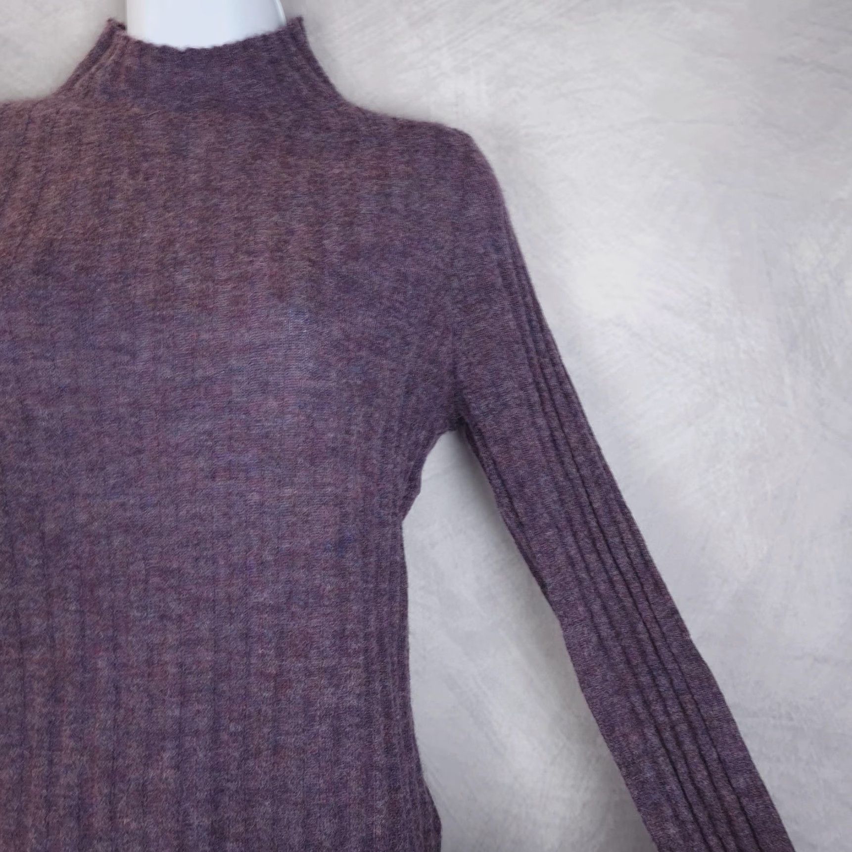 Madewell Madewell Sweater Womens Medium Purple Alpaca Mock Neck Ribbed Knit Pullover Size M / US 6-8 / IT 42-44 - 6 Thumbnail