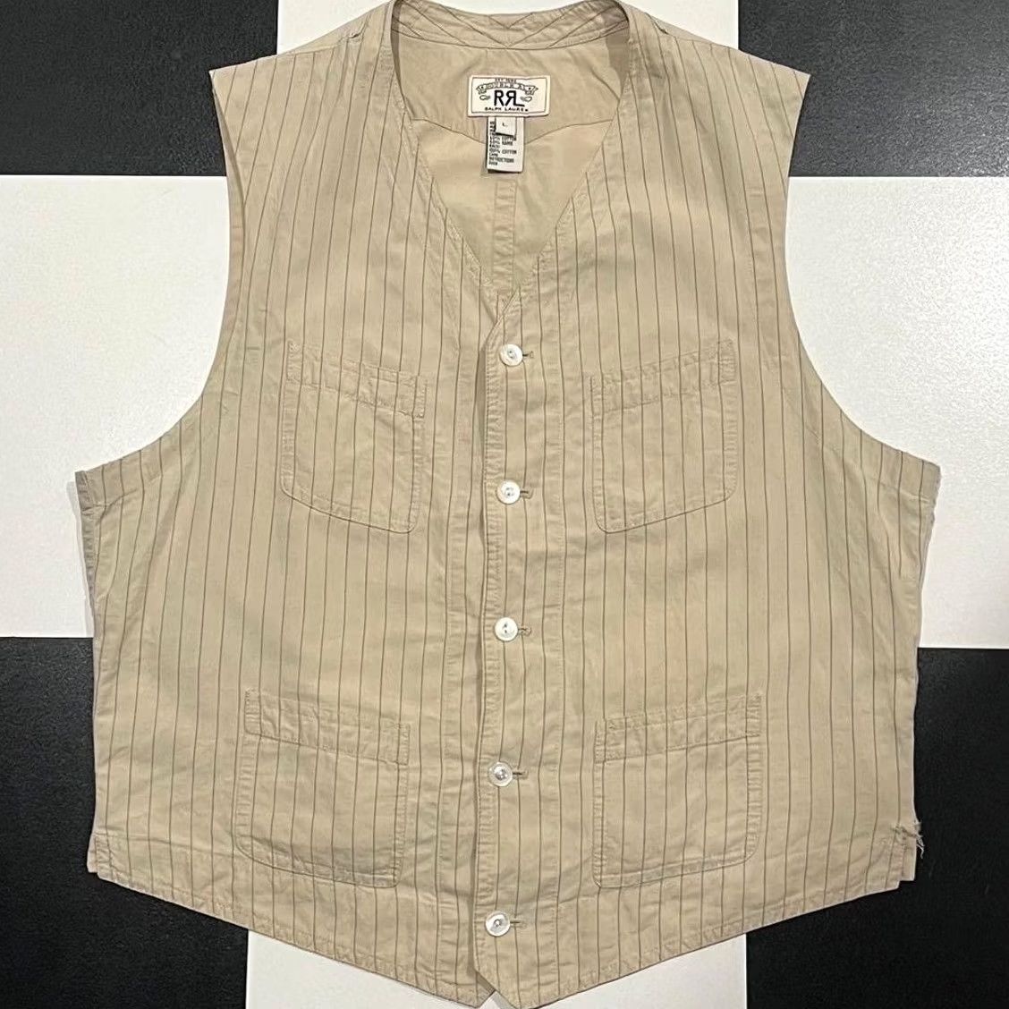 Ralph Lauren RRL Ralph Lauren Work Vest L Beige Cotton Linen Casual 1920 Mens Size US L / EU 52-54 / 3 - 3 Thumbnail