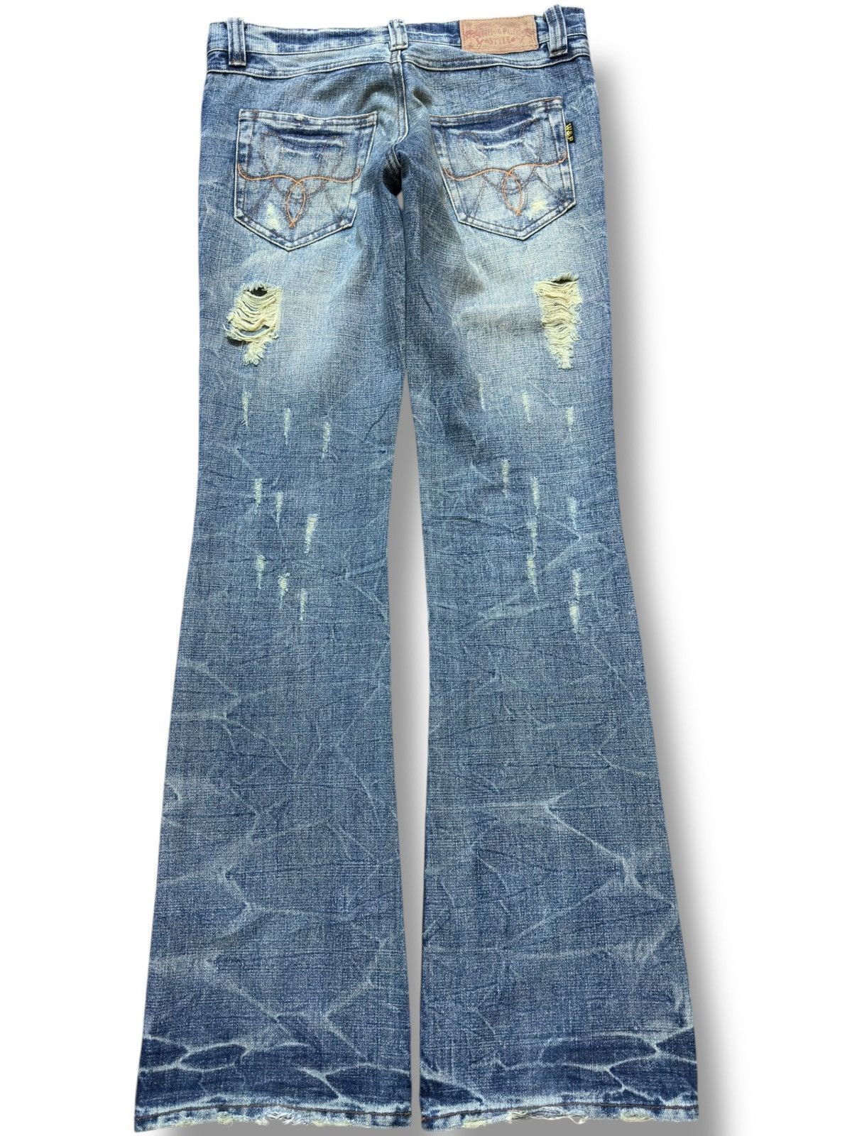 W&LT Vintage W&P Flare Honeycomb Distressed Denim Size US 30 / EU 46 - 4 Thumbnail