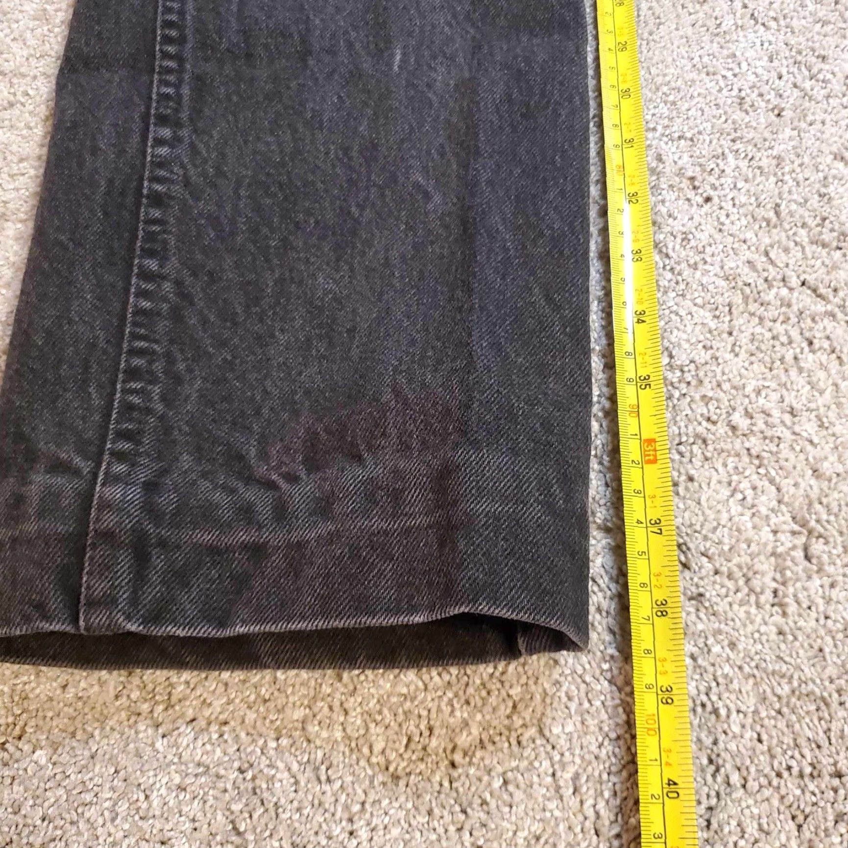 VINTAGE Lee Storm Rider Jeans Mens 36X30 Black Denim USA Made Straight Leg Hemmed