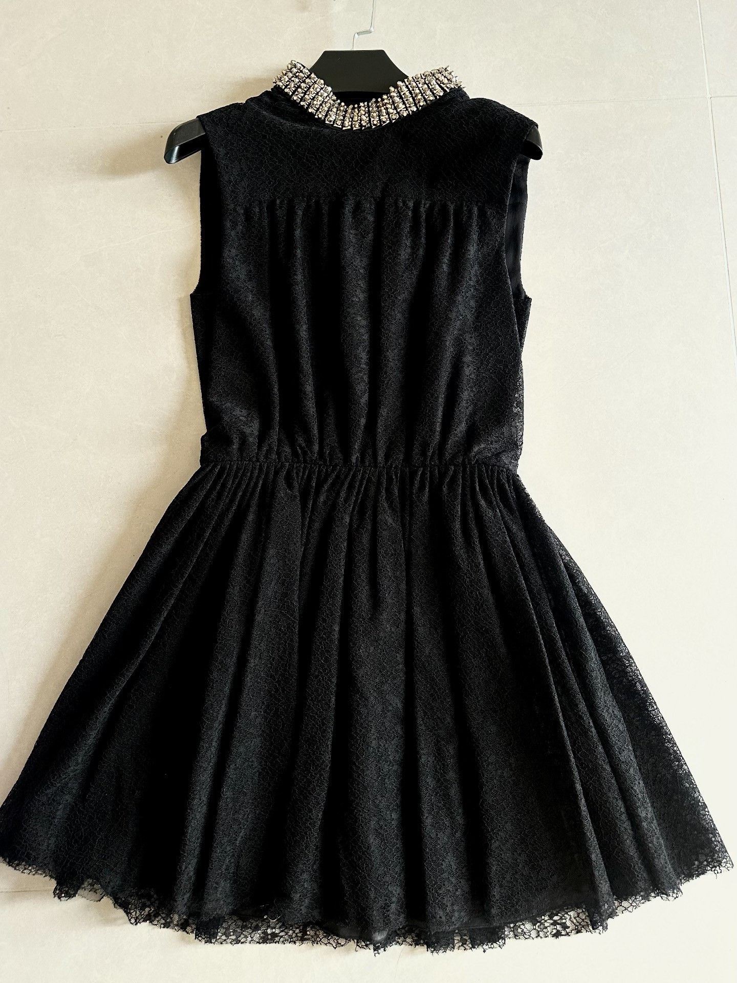 Saint Laurent Paris Saint Laurent Black Lace Beaded Collar Dress Size S / US 4 / IT 40 - 1 Thumbnail
