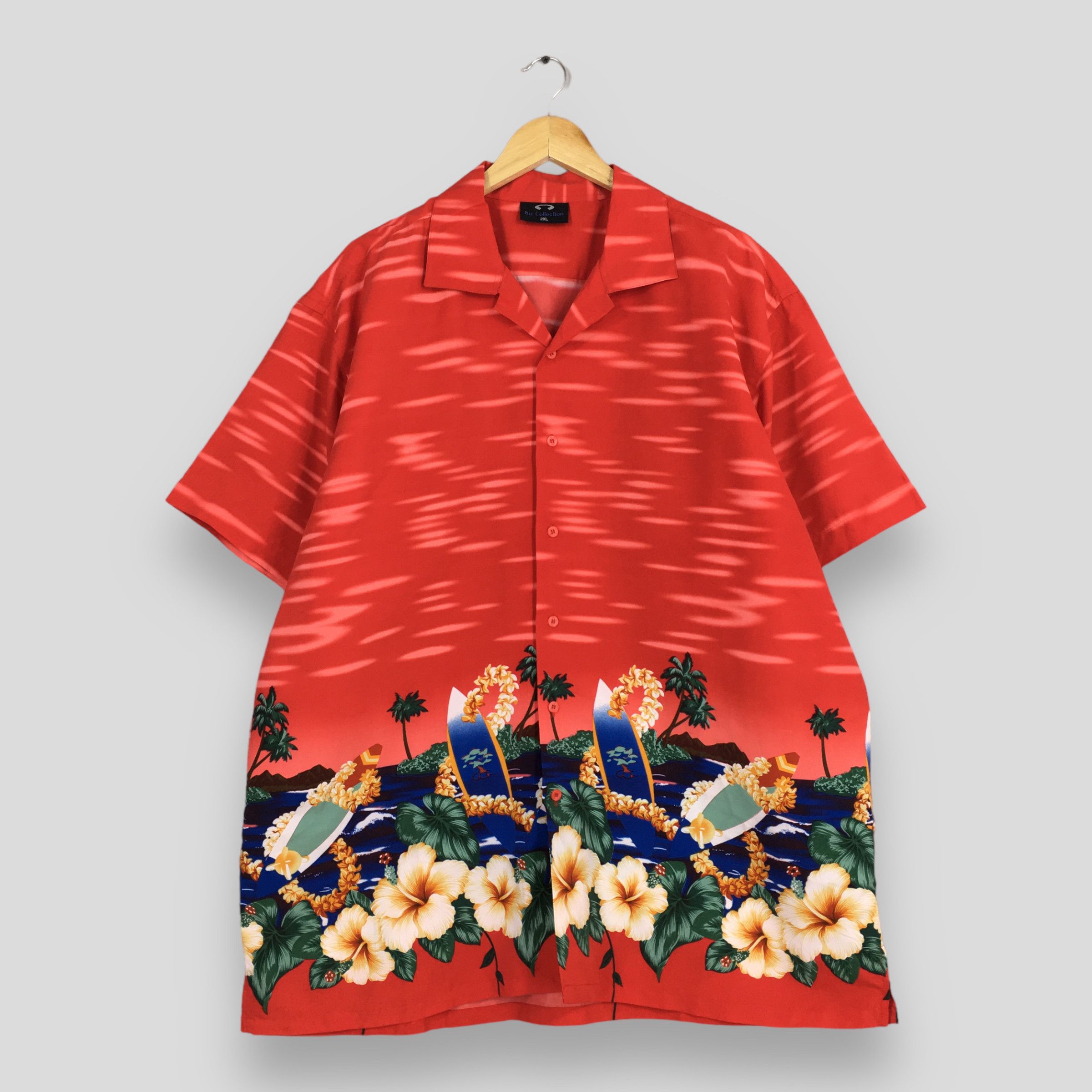 Life's a Beach Vintage 90s Leaves Hawaii Aloha Red Shirts 2XLarge Size US XXL / EU 58 / 5 - 1 Thumbnail