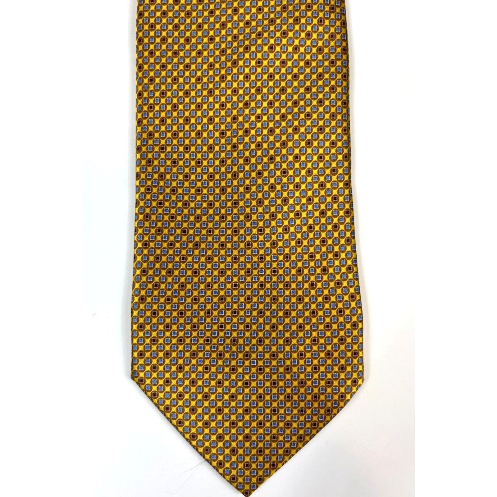Ermenegildo Zegna Ermenegildo Zegna Tie Geometric 100% Silk Gold Made in Italy Men’s Long 61.25" 3.25" Classic Width Size ONE SIZE - 4 Thumbnail