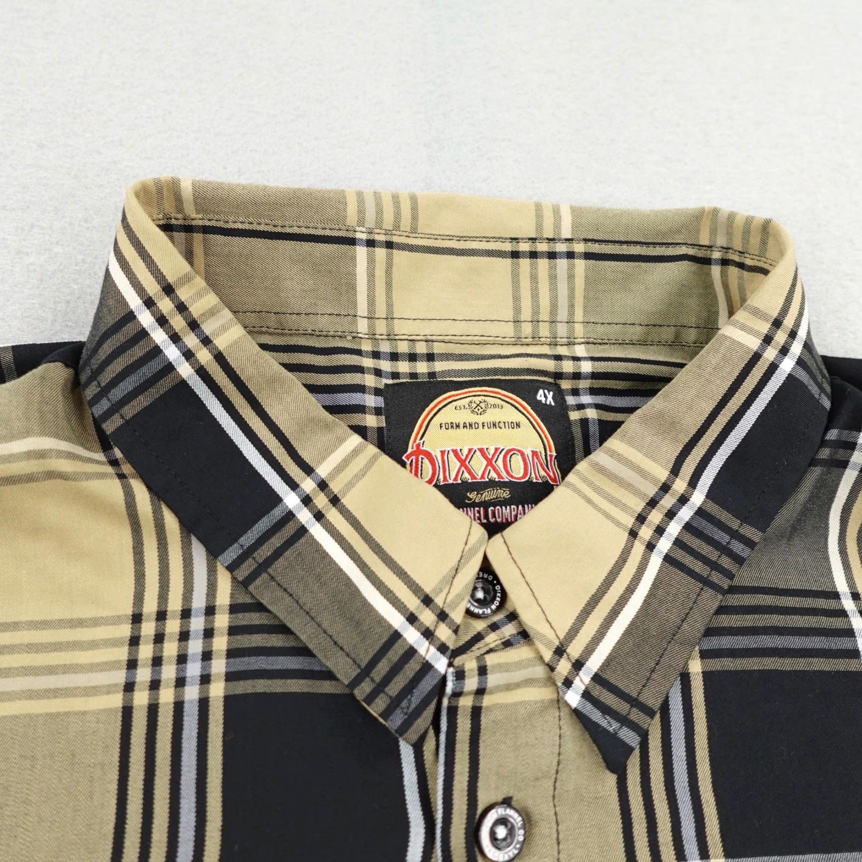 Vintage Dixxon Flannel Shirt Mens 4XL Black Beige Plaid Drexyl Bamboo Blend Short Sleeve Size US XXL / EU 58 / 5 - 2 Thumbnail
