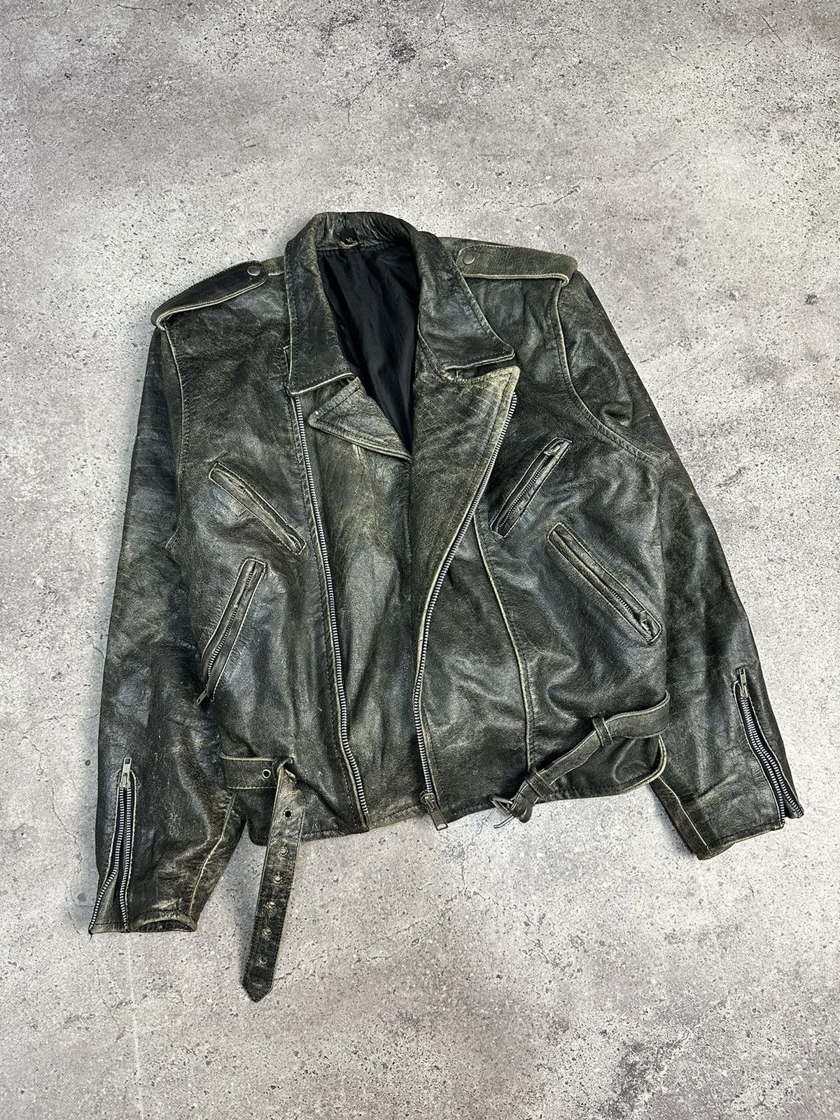 Vintage Rare🔥🔥 Leather Jacket Archival Y2K Moto Distressed Size US XL / EU 56 / 4 - 7 Thumbnail