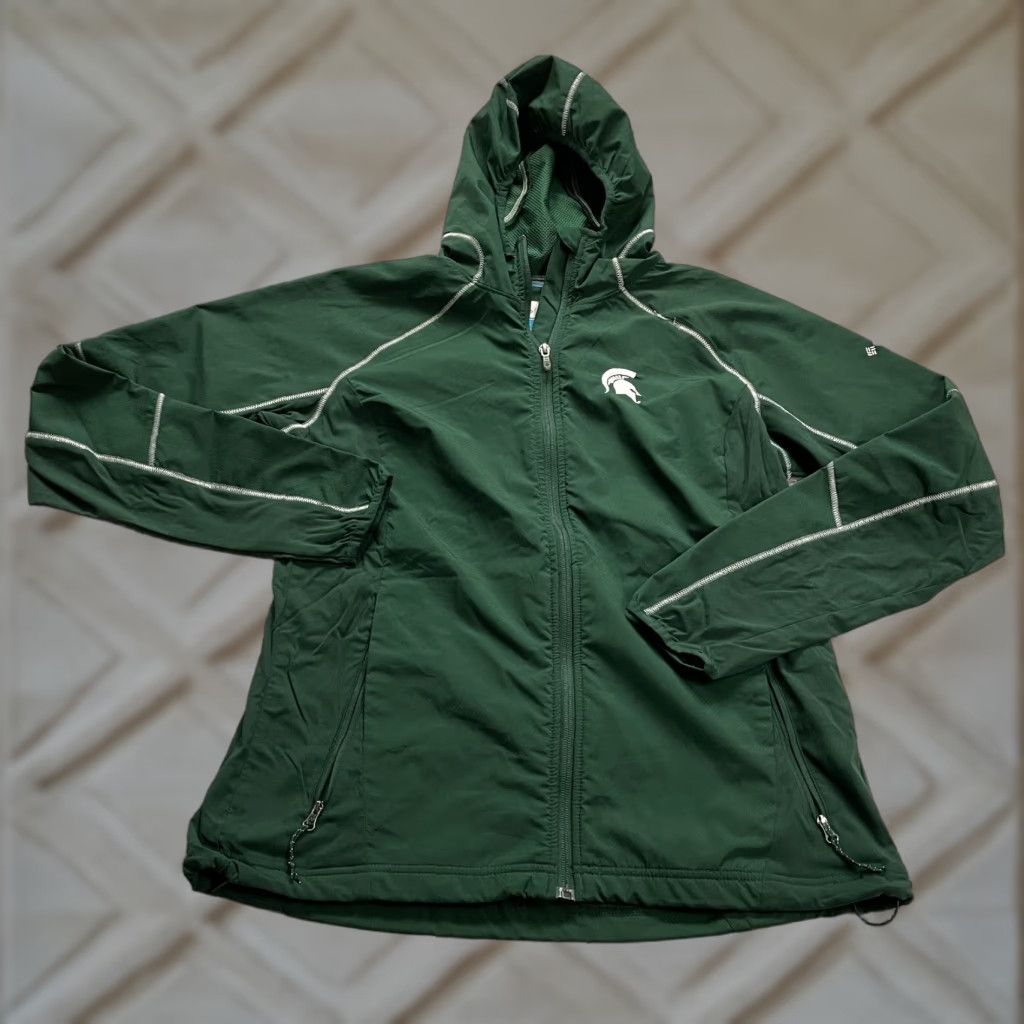 Vintage Columbia Windbreaker Jacket Womens XL Green Michigan State Spartans Size XL / US 12-14 / IT 48-50 - 1 Thumbnail