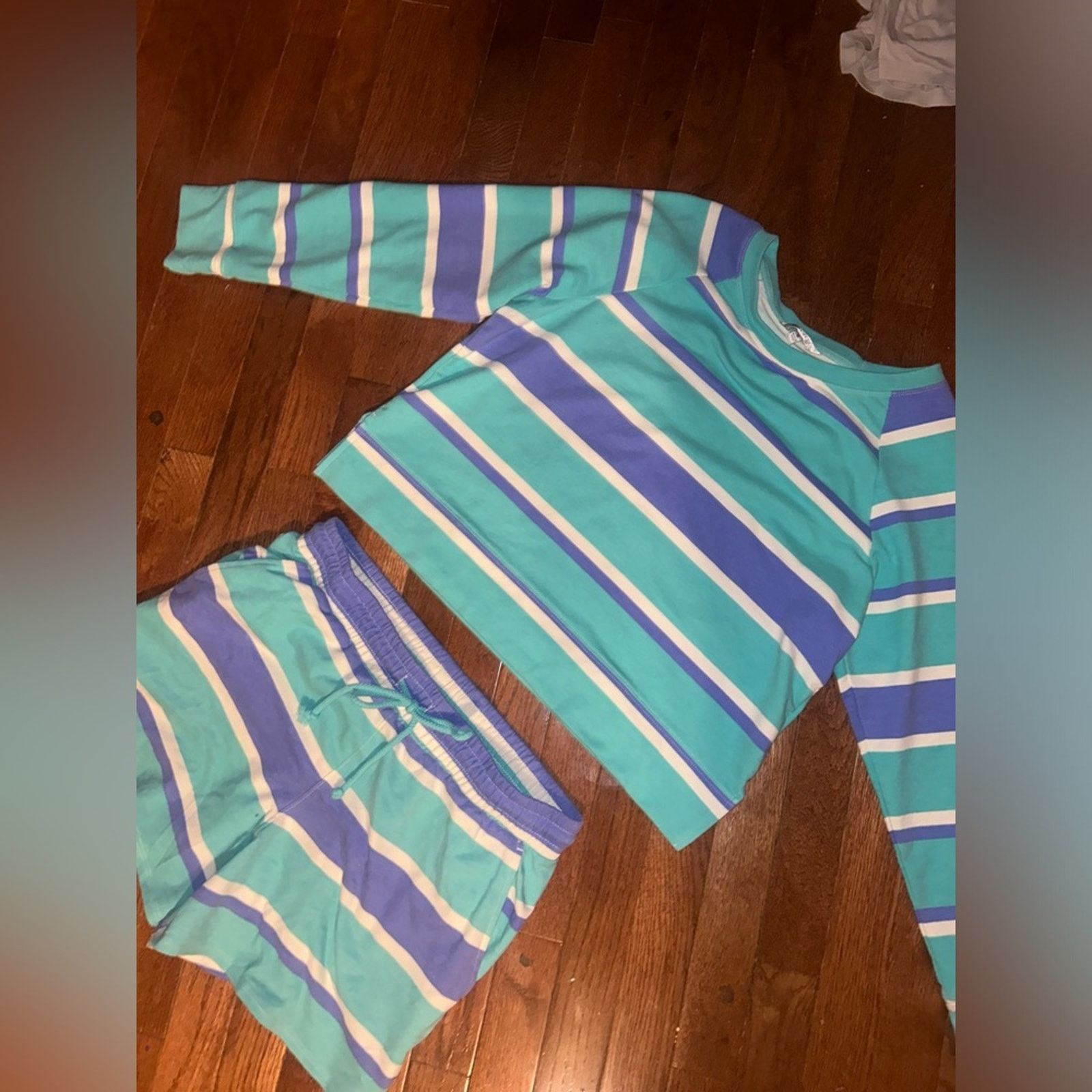 Wildfox NWOT Wildfox Blue and Green Striped Jogger Set $160 MSRP Size 30" / US 8 / IT 44 - 6 Thumbnail
