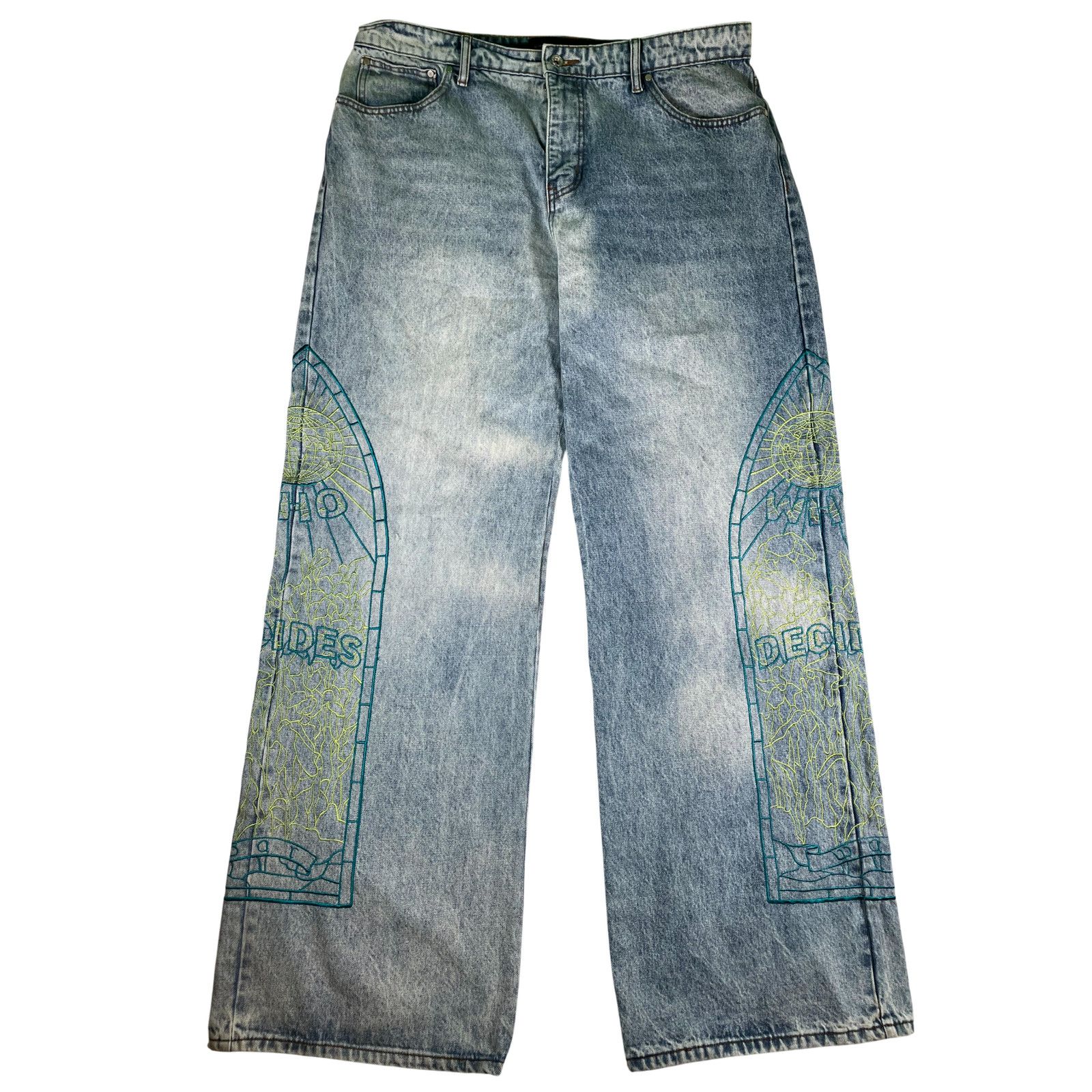 Who Decides War Who Decides War Cowboy Light Wash, Neon & Blue Jeans Size US 38 / EU 54 - 1 Thumbnail