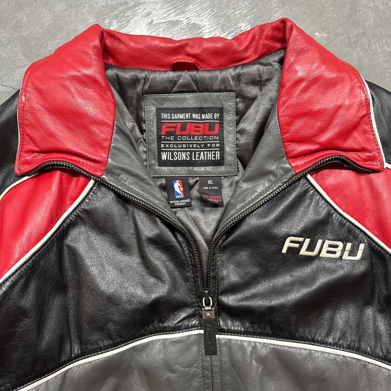 Fubu × Vintage Vintage 2000s Fubu Philadelphia 76ers NBA Leather Jacket Size US XL / EU 56 / 4 - 6 Thumbnail