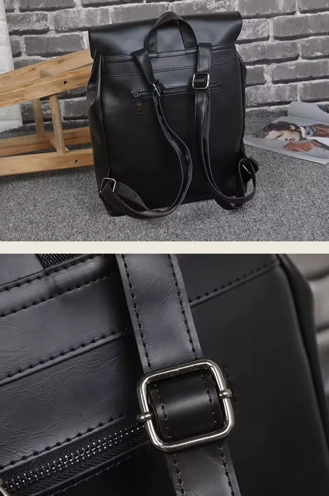 Leather Vintage Retro Capacity School Backpack PU Leather Size ONE SIZE - 3 Thumbnail