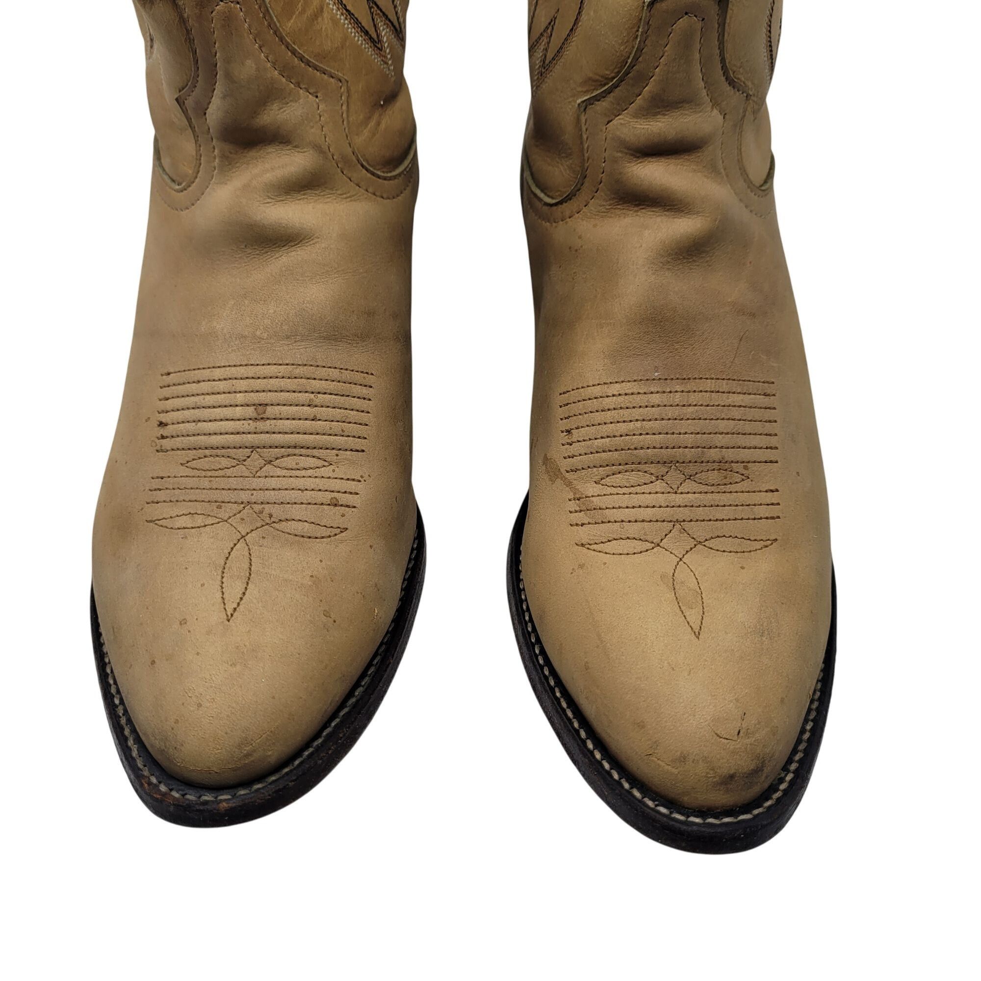 Tony Lama VTG Mens Tony Lama Tan Leather Western Cowboy Boots Sz 9.5 E Size US 9.5 / EU 42-43 - 6 Thumbnail