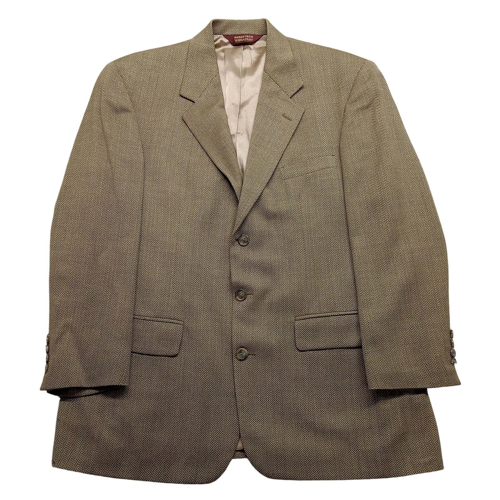 Nordstrom Nordstrom Suit Jacket Mens 40R Brown Chevron 3 Button Wool Size 40R - 1 Thumbnail
