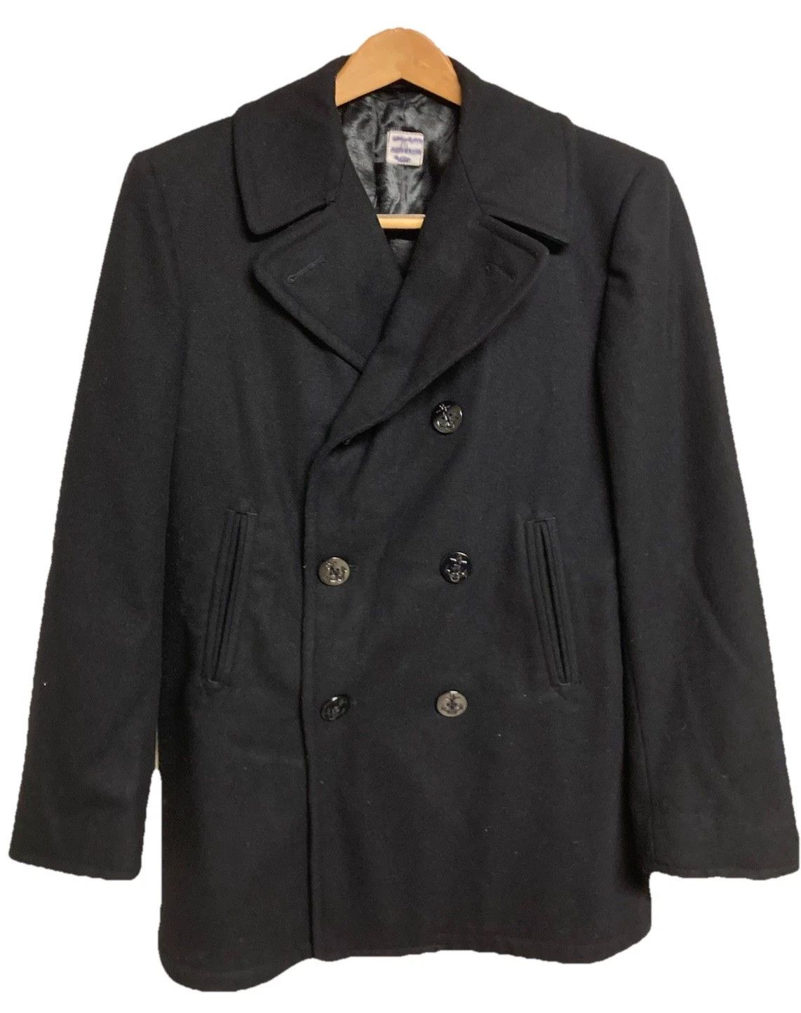 Other VTG US Navy Kersey Peacoat Metal Buttons Black Wool Sz 40L Size US M / EU 48-50 / 2 - 1 Thumbnail