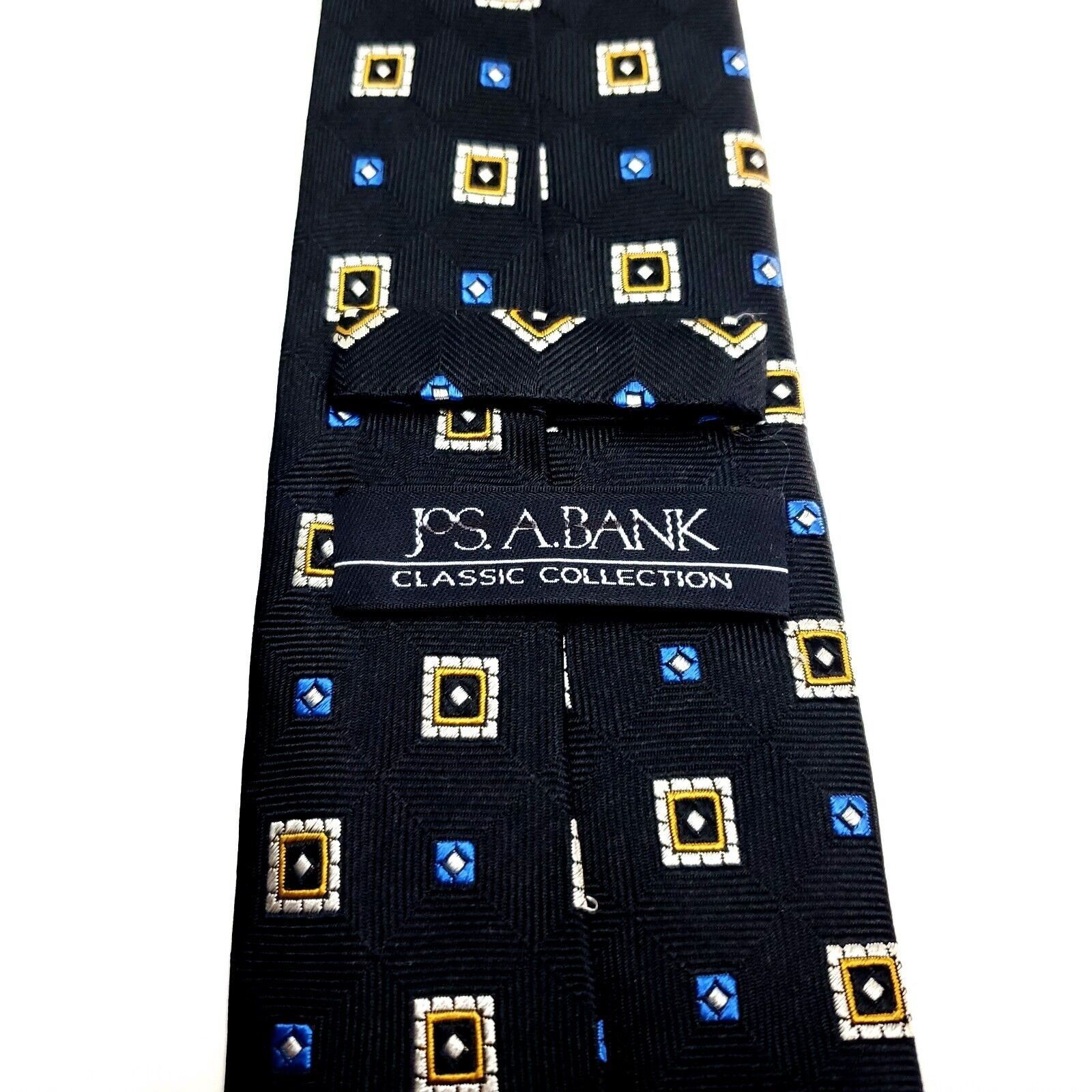 Jos. A. Bank Jos A Bank Dark Blue Silk Tie Woven Geometric Check Size ONE SIZE - 4 Thumbnail