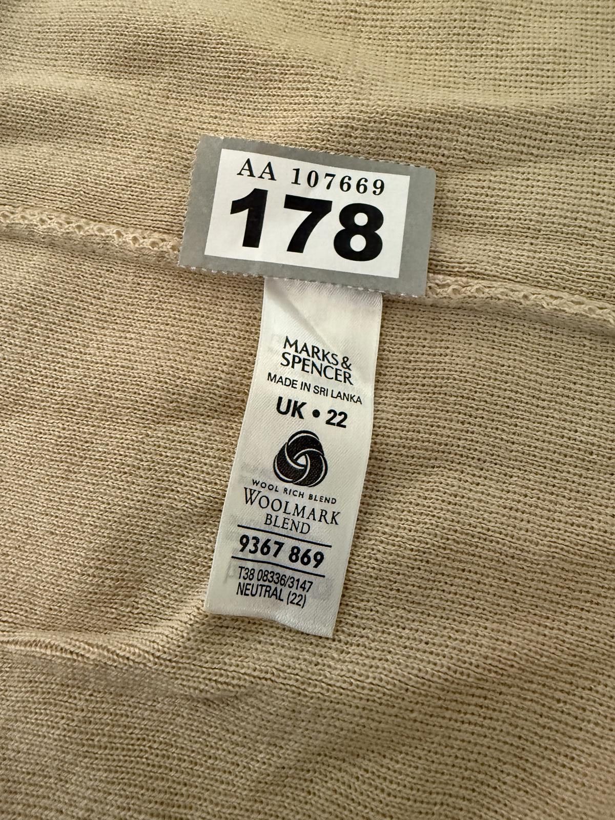 Marks & Spencer Beige Long Women's Cardigan with Ribbed Collar Size XXL / US 16-18 / IT 52-54 - 4 Thumbnail