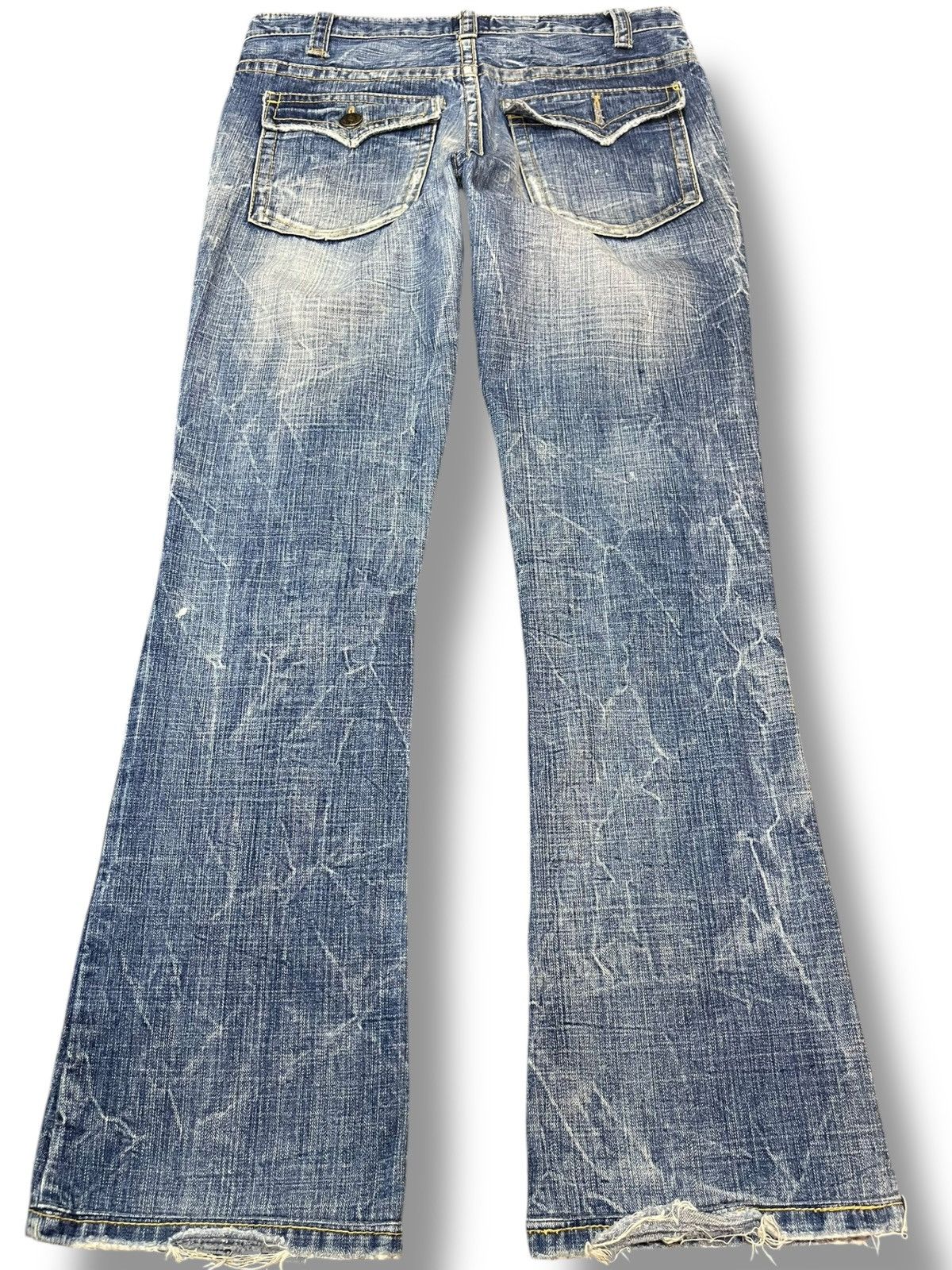 Japanese Brand × POST ARCHIVE FACTION (PAF) Vintage Leavs Strawberry Flare Faded Whiskers Grunge Denim Size US 31 - 5 Thumbnail
