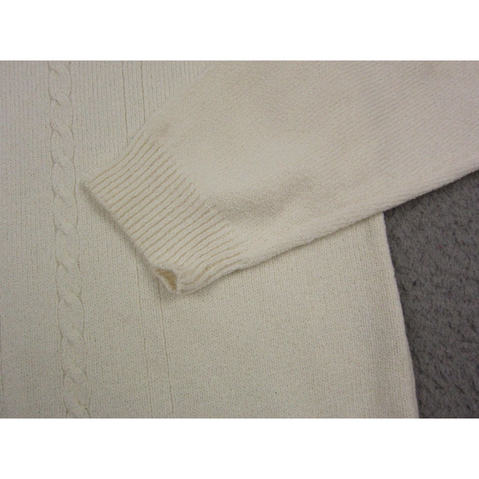 Vintage VINTAGE Alfred Dunner Sweater Womens PM Embroidered Floral Knit Mock Neck Pullover 90s Knit Ivory Overall Womens Size M / US 6-8 / IT 42-44 - 5 Thumbnail