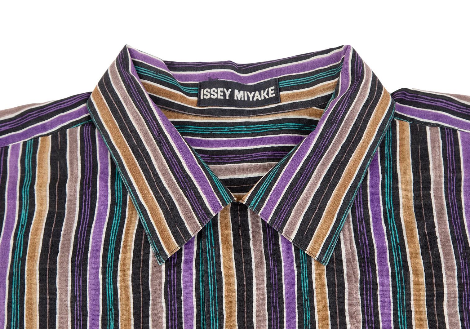 Issey Miyake Cotton Stripe Short Sleeve Shirt Multi M Size US M / EU 48-50 / 2 - 6 Thumbnail