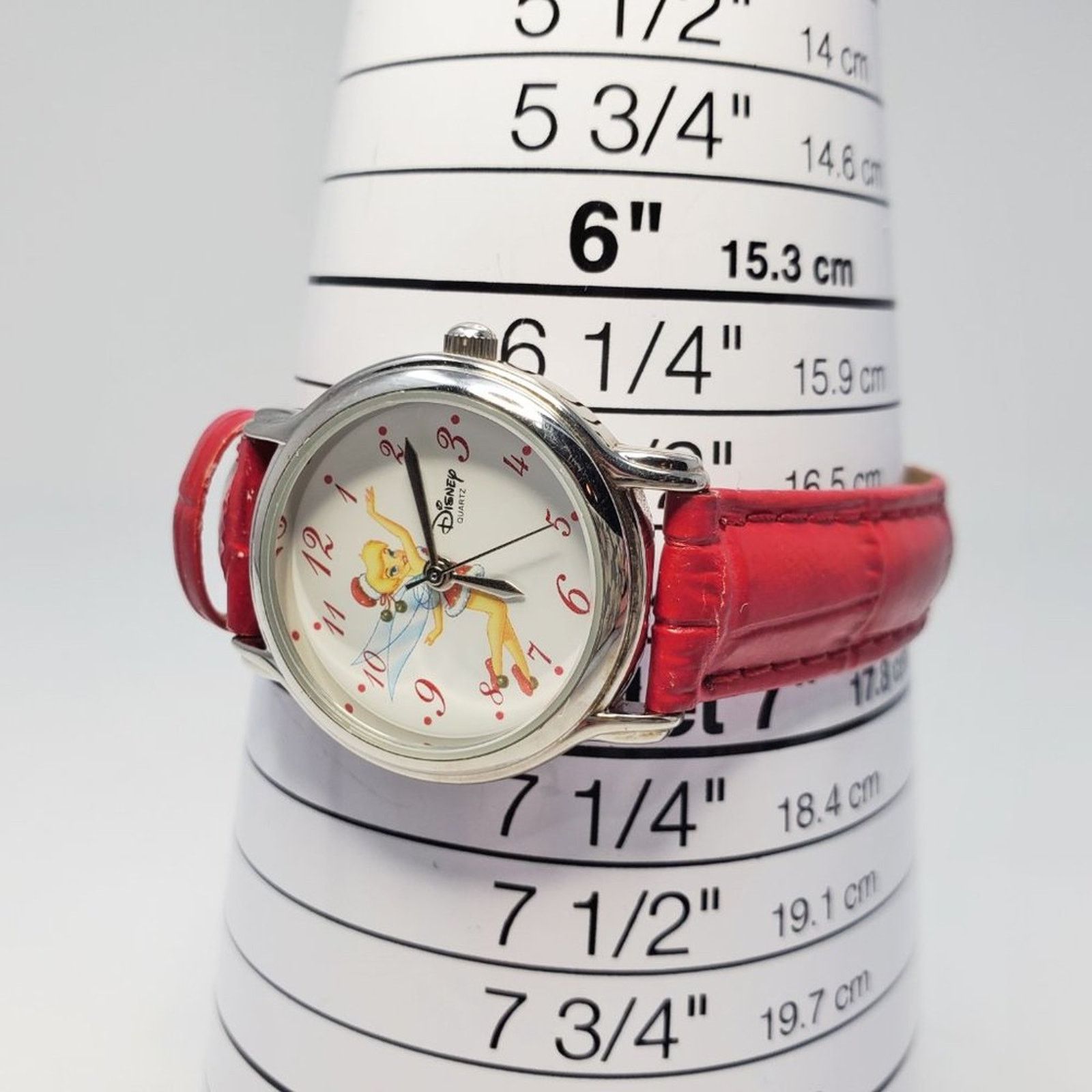 Disney Disney Tinker Bell Holiday Quartz Watch Silver Red Leather Size ONE SIZE - 14 Thumbnail