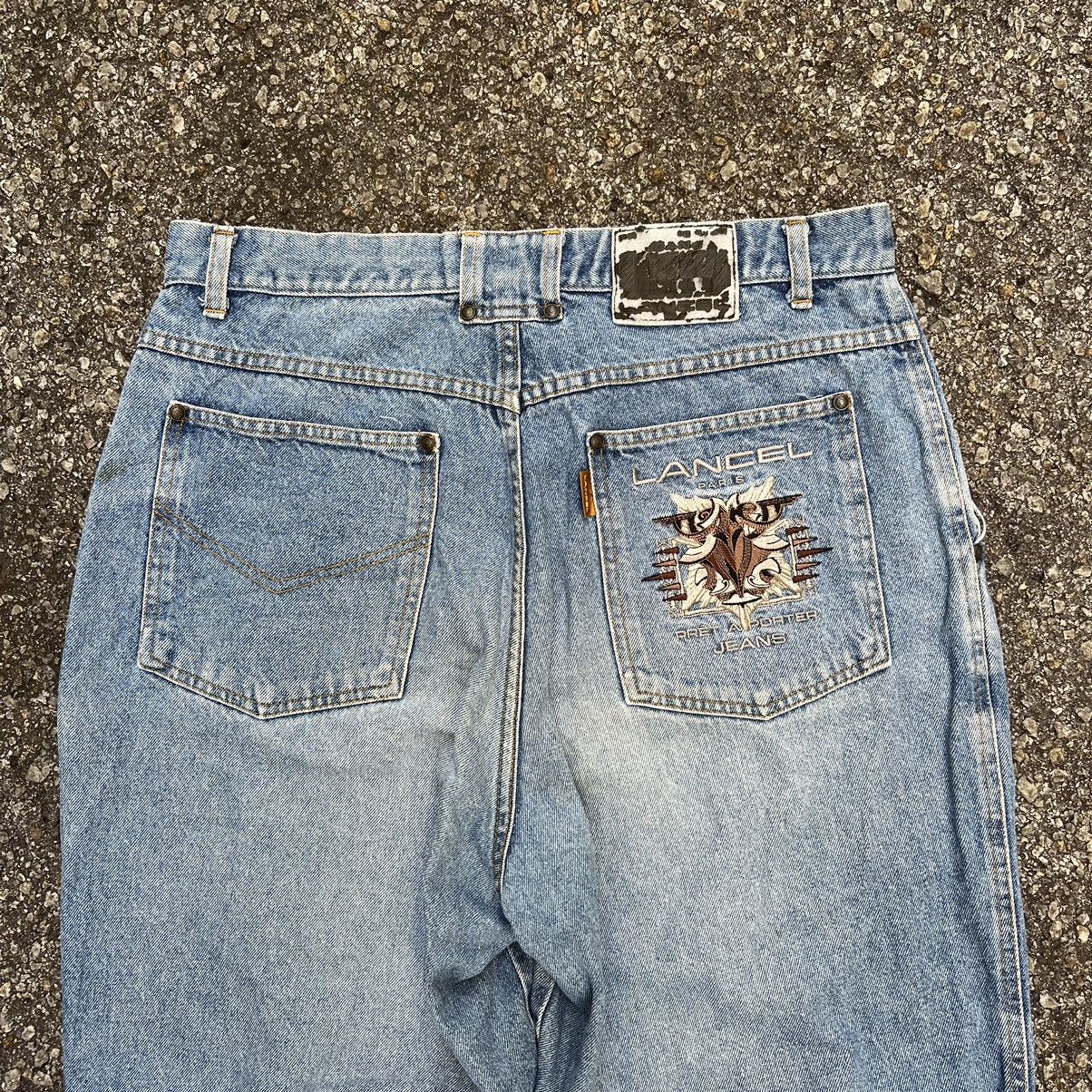 Designer × Lancel Baggy Jeans Lancel Paris Washed Blue Denim Size 32 Size US 32 / EU 48 - 10 Thumbnail