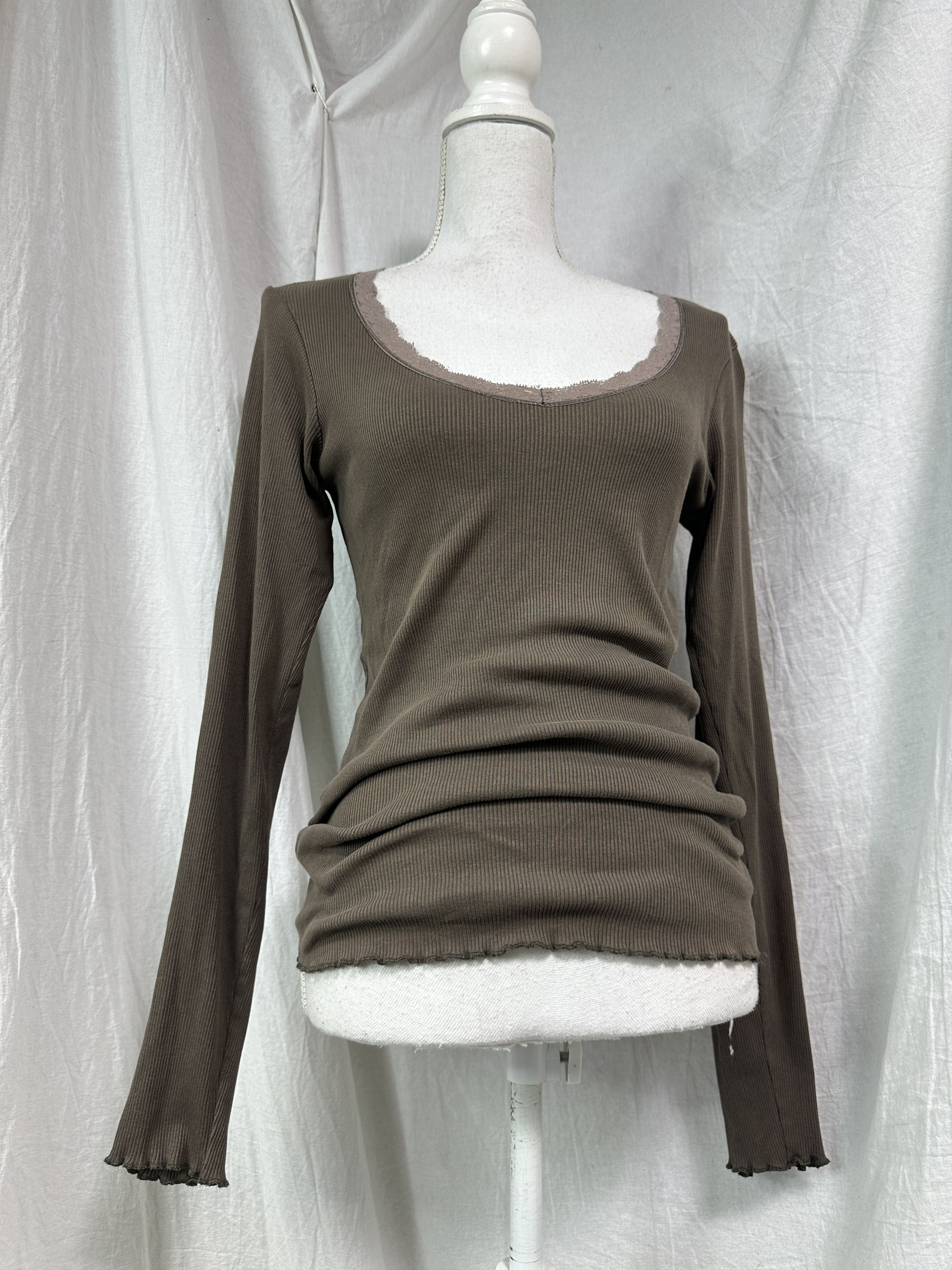 Vintage Vintage Avant Garde Ribbed Lace Longsleeve Y2K Size L / US 10 / IT 46 - 1 Thumbnail