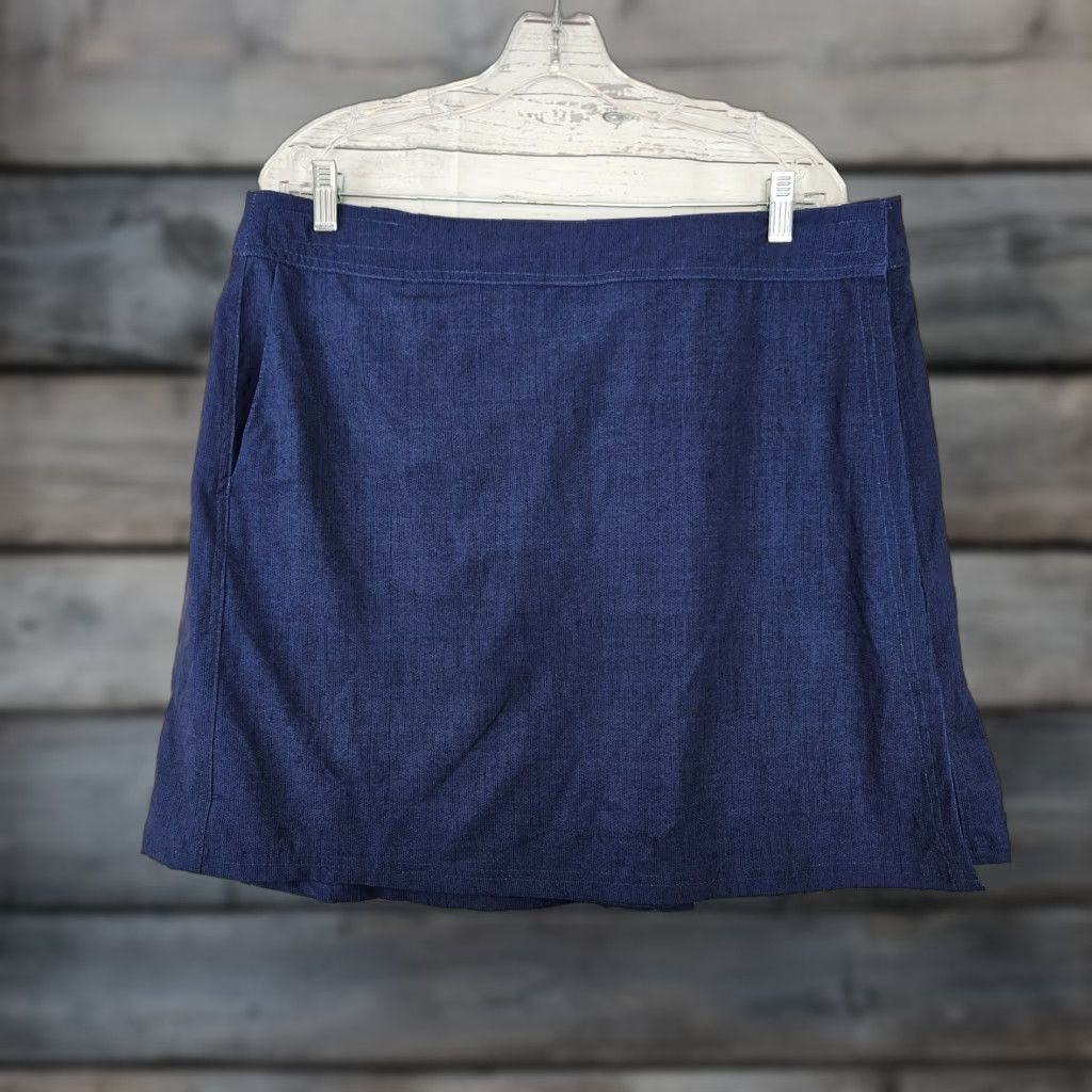 Vintage Rip Skirt Womens Wrap Skirt XL Solid Blue Pockets Short Length Size 40" / US 18 - 1 Thumbnail