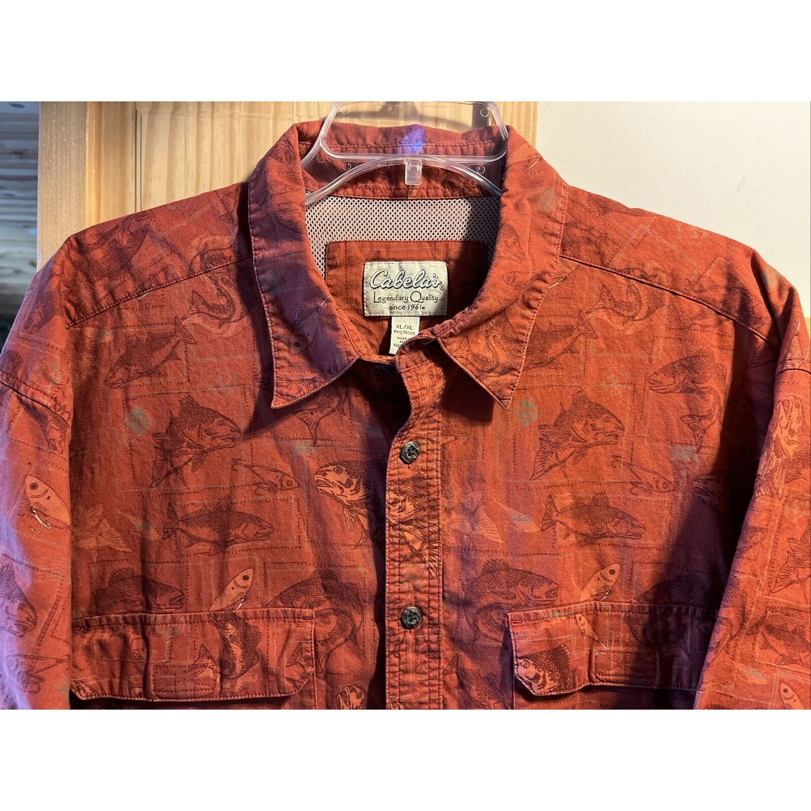 Cabelas Cabelas Shirt Men XL Button Burnt Orange Fish All Over Print Size US XL / EU 56 / 4 - 4 Thumbnail