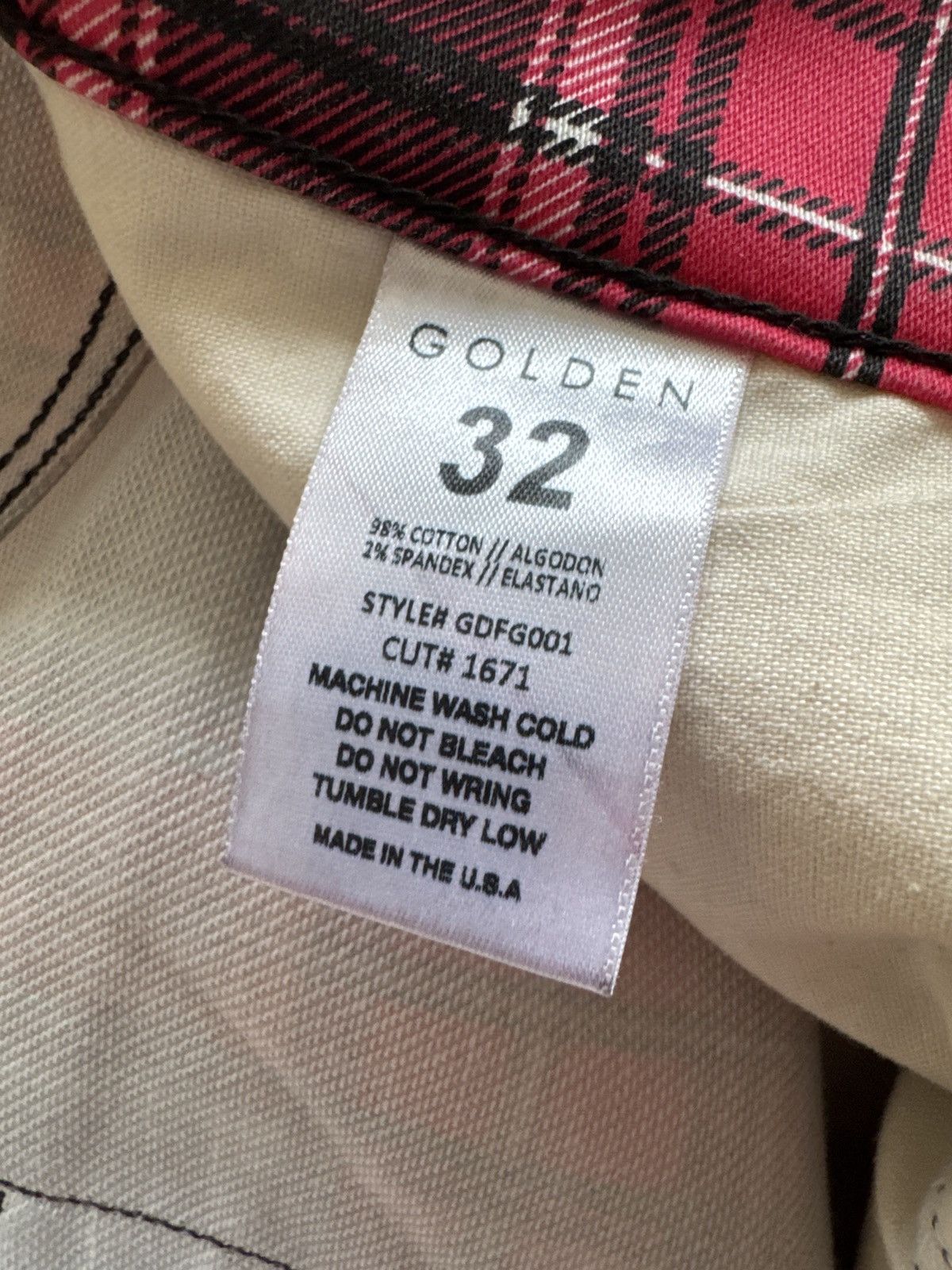 Golden Denim Red & Black Plaid Denim Pants Size US 32 / EU 48 - 3 Thumbnail