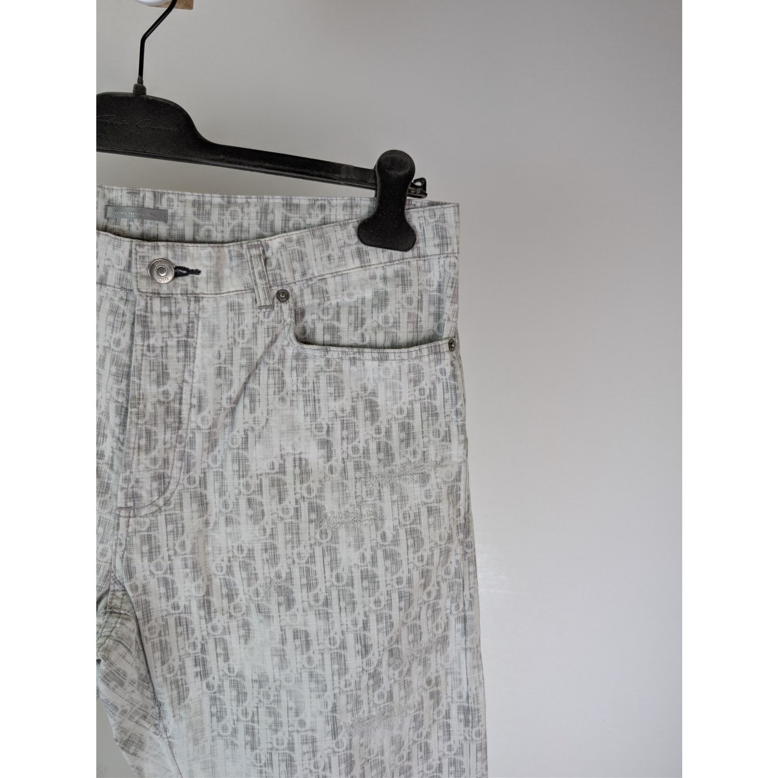 Dior o1rshd1 Straight Oblique Print Cotton Denim Jeans in Blanc Size US 34 / EU 50 - 5 Thumbnail