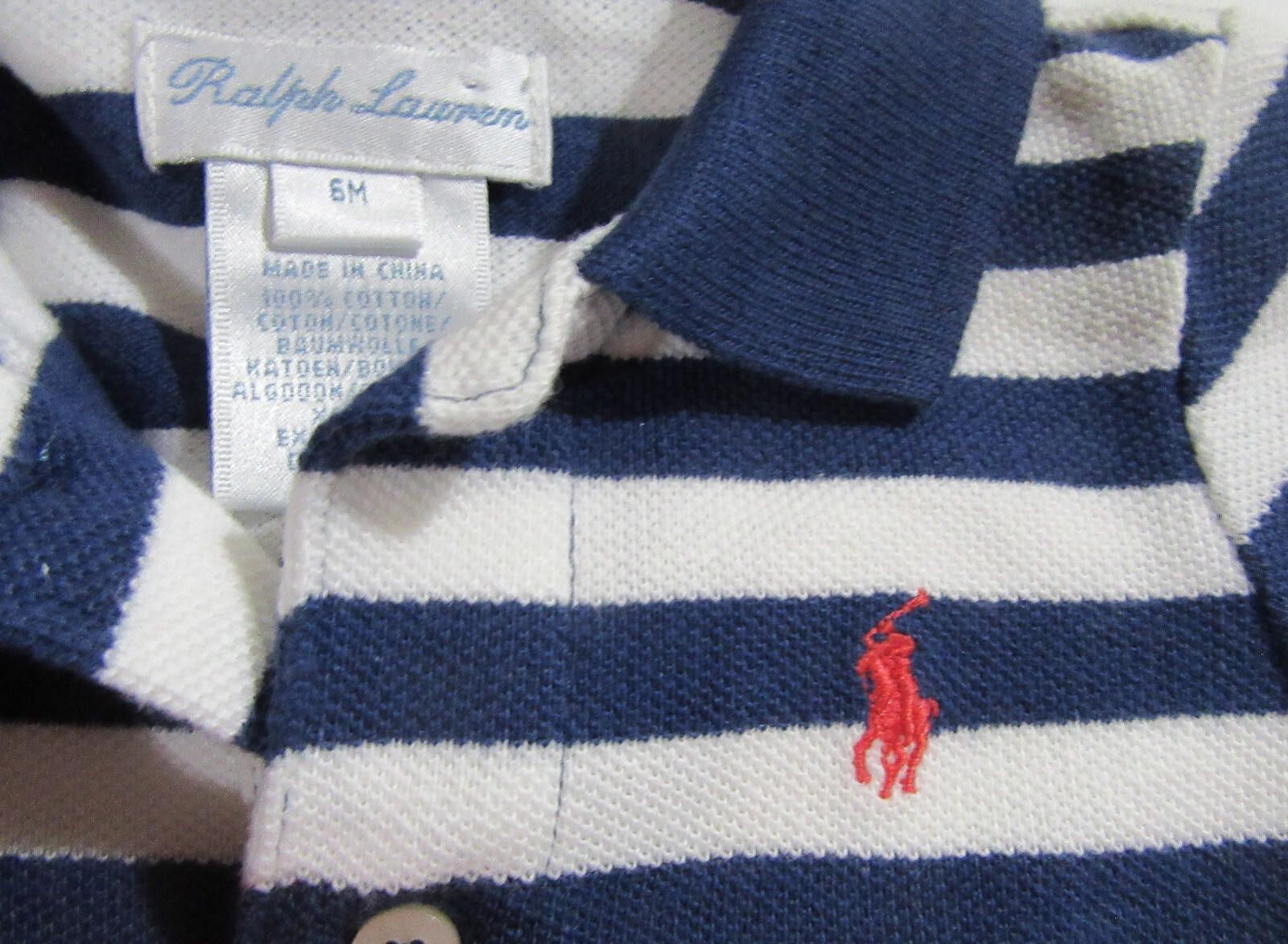 Polo Ralph Lauren Polo Ralph Lauren Baby Boys One Piece Romper Blue Striped Size ONE SIZE - 3 Thumbnail